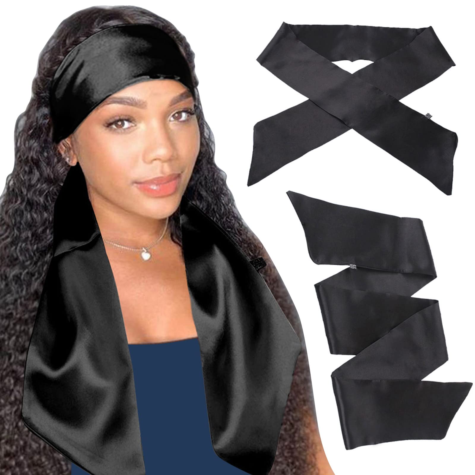 2Pcs Silk Scarf Square Satin Hair Scarf Fashion Neck Scarfs for Women Headscarf  Hair Wraps 