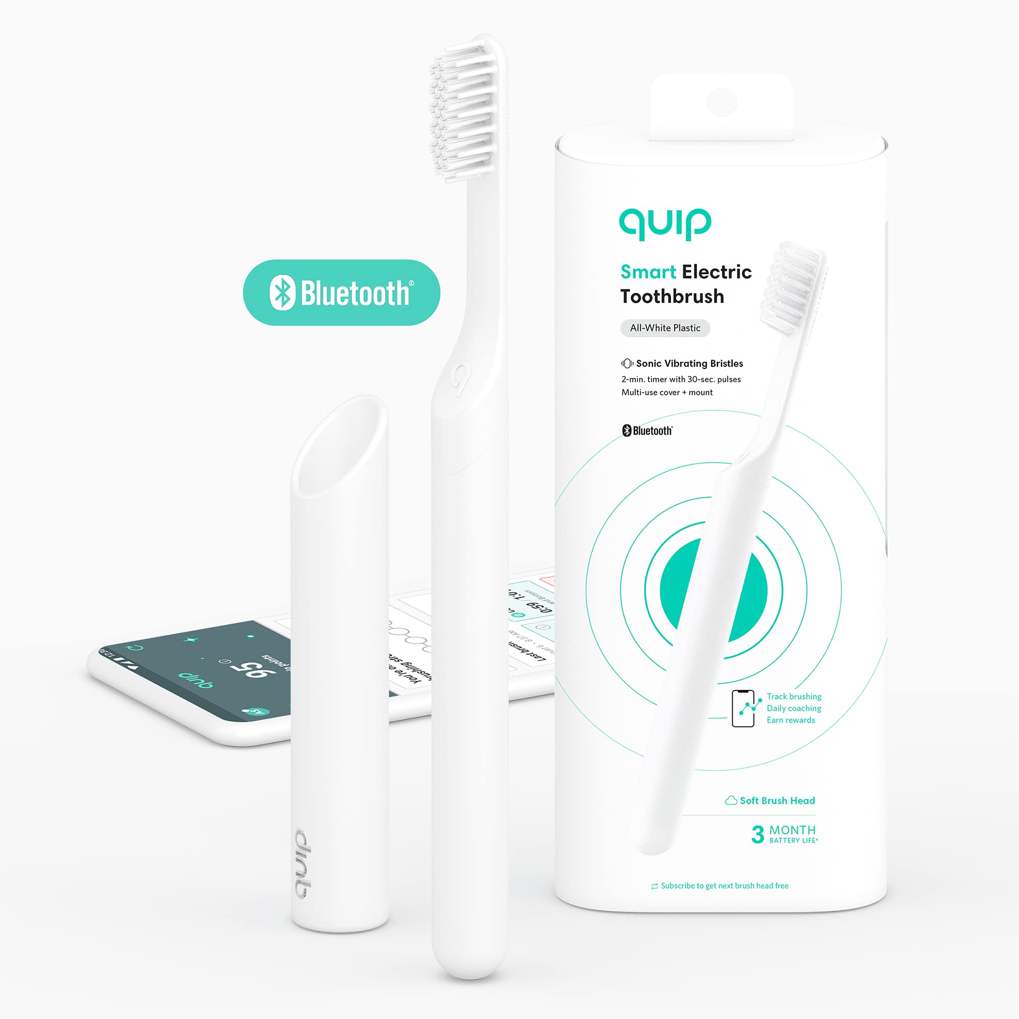 quip Adult Smart Electric Toothbrush - Sonic Toothbrush with Bluetooth &  Rewards App, Travel Cover & Mirror