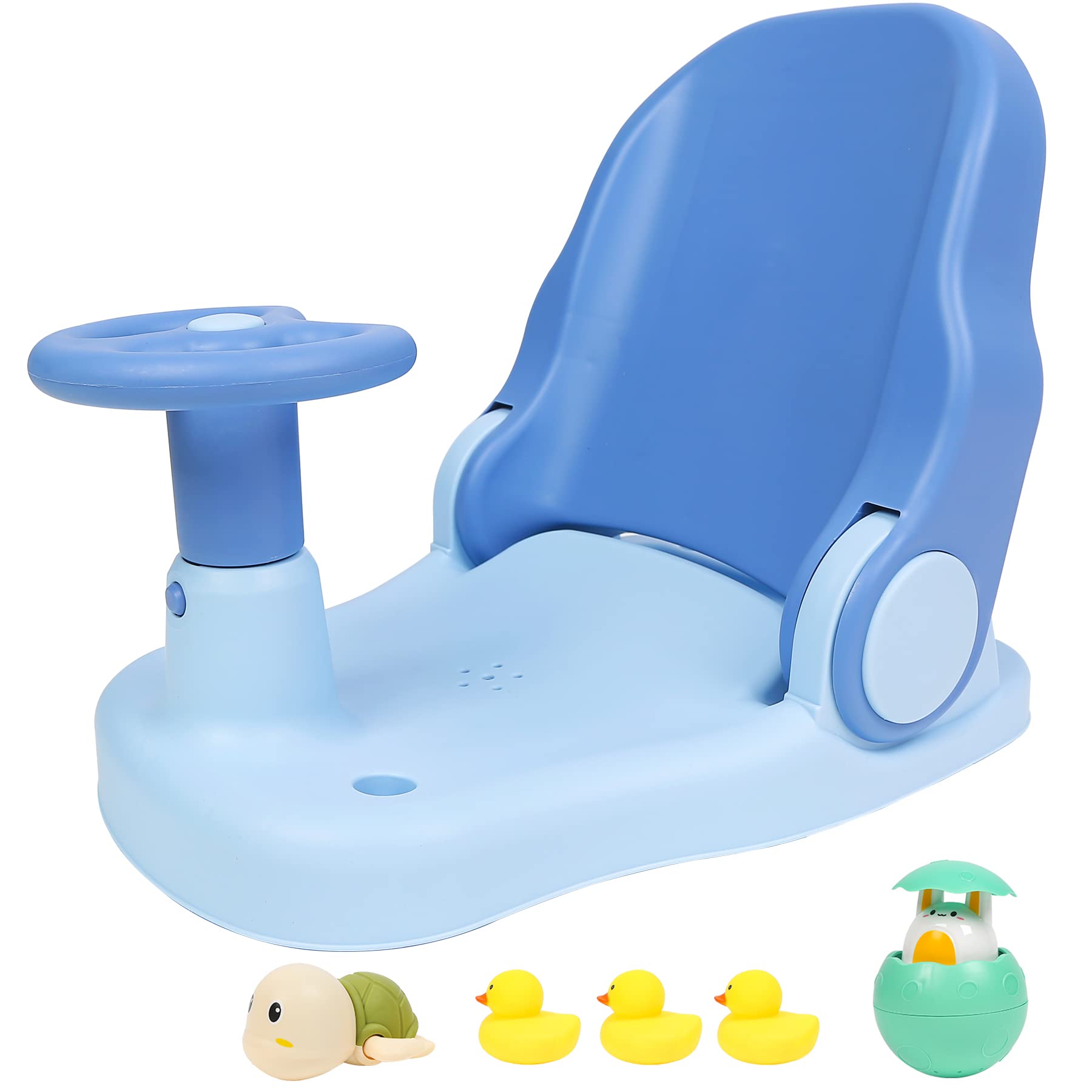 Morefeel Baby Bath Seat,Baby Bathtub Seat for Sit-up,Baby Shower Chair  Infant Bath Seat for Baby 6-36 Months with 4 Secure Suction Cups,Adjustable  Backrest Support (Blue)