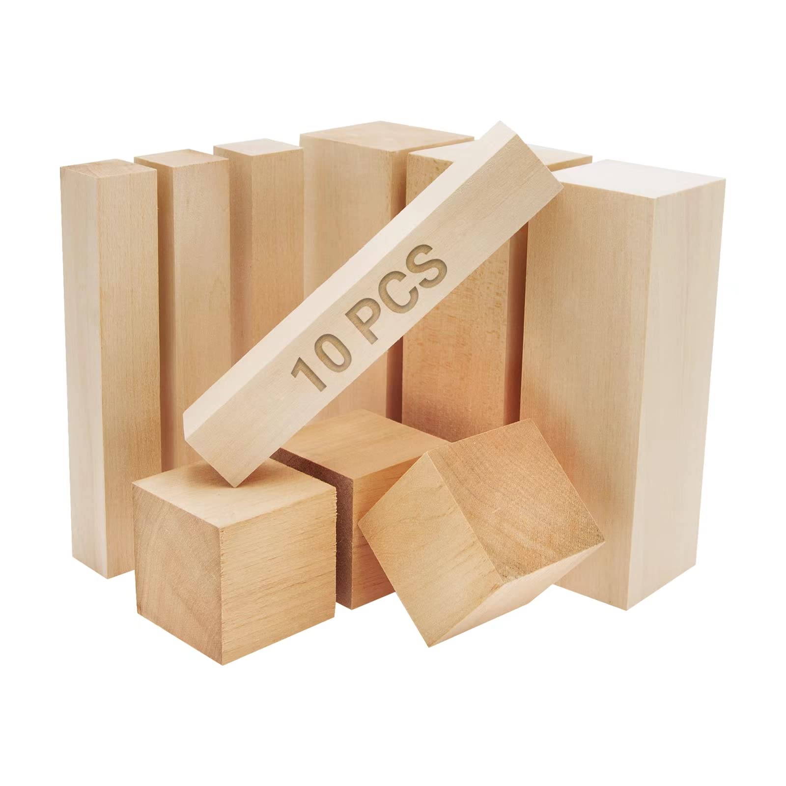 10 Pcs Large Unfinished Basswood Carving Blocks Fits Wood Carving Tools  Whittlng Kit for Wood Carving Beginners and Professionals 10 Pcs Wood Block