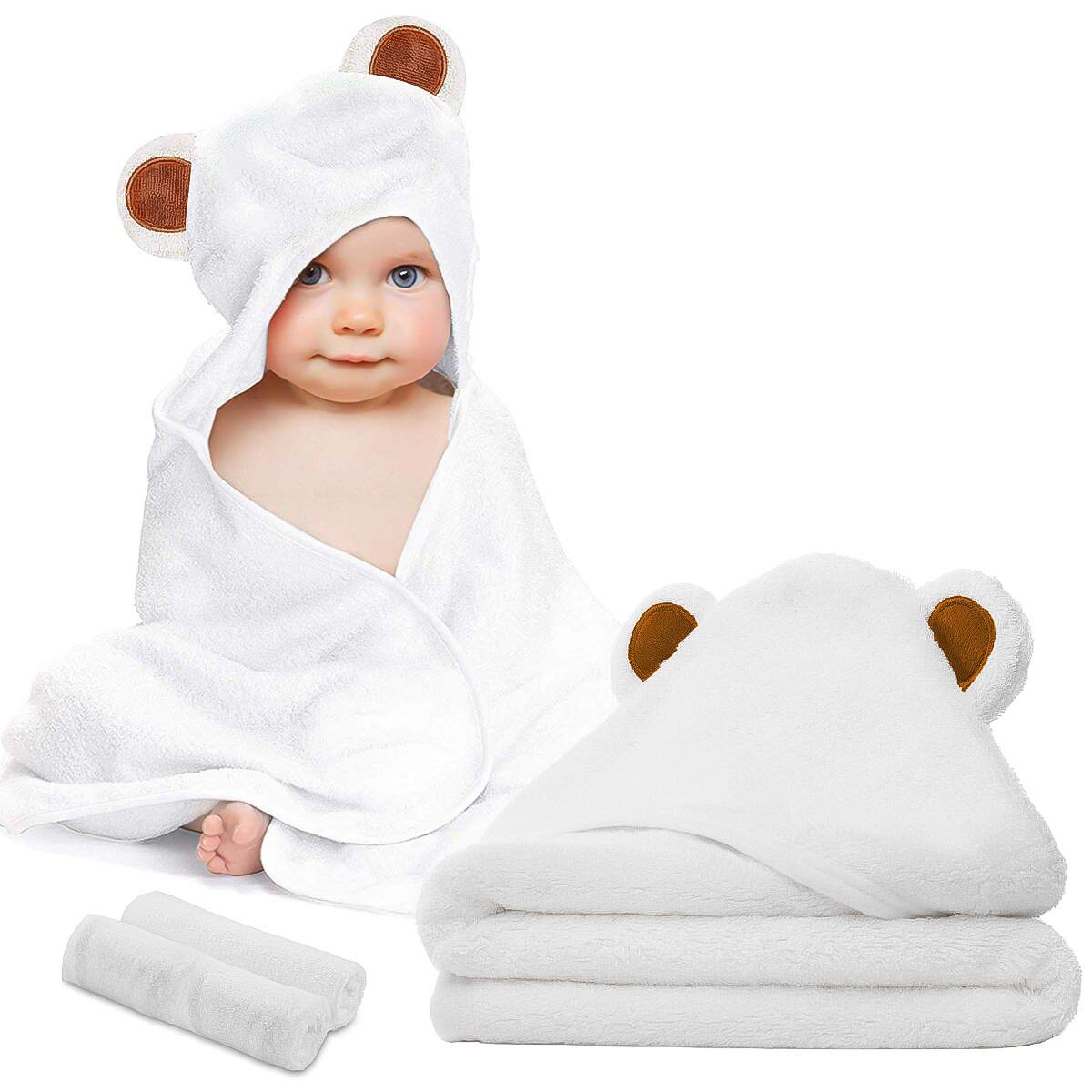 Baby Hooded Bath Towel & Washcloth