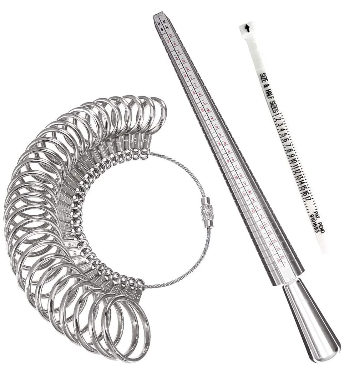 Ring Sizer Measuring Tool Kit,Metal Ring Sizers For Measuring,Finger Size  Gauge Measure Tool