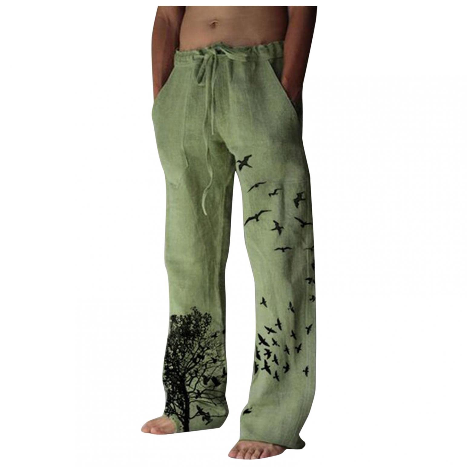 YUHAOTIN Sweatpants for Men with Pockets Sweat Kamo Fitness Sweatpants  Men's Cotton Linen Pants Japanese Pants Large Loose Casual Wide Leg Pants