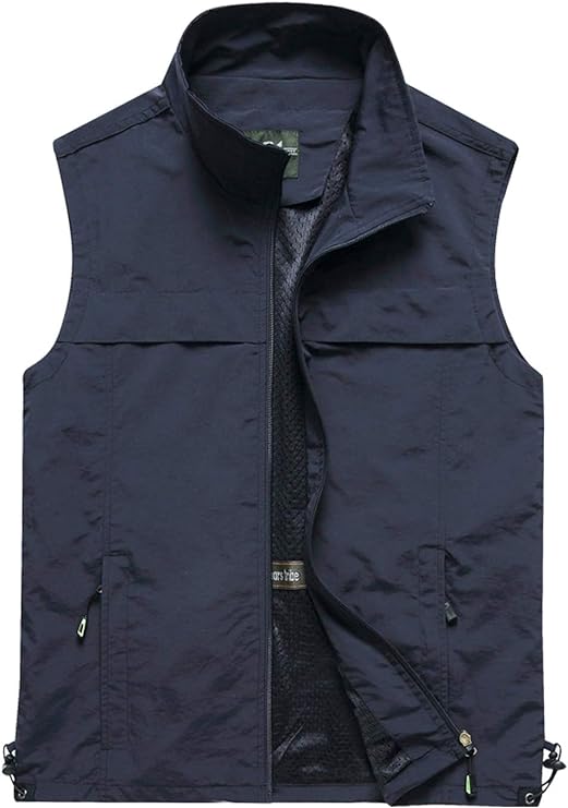 Gihuo Men's Lightweight Quick Dry Outdoor Multi Pockets Fishing Vest -  Style3-navy - Medium