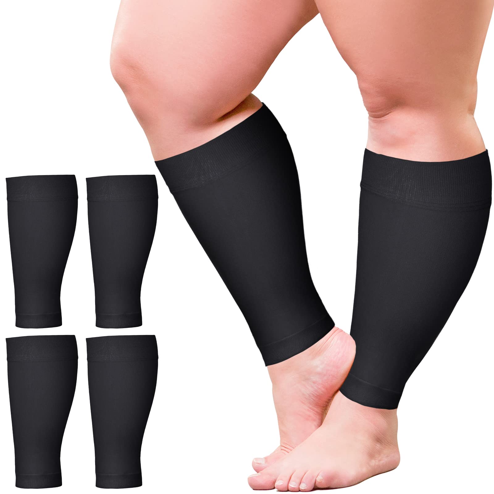 2 Pairs Wide Plus Size Calf Compression Sleeve for Overweight
