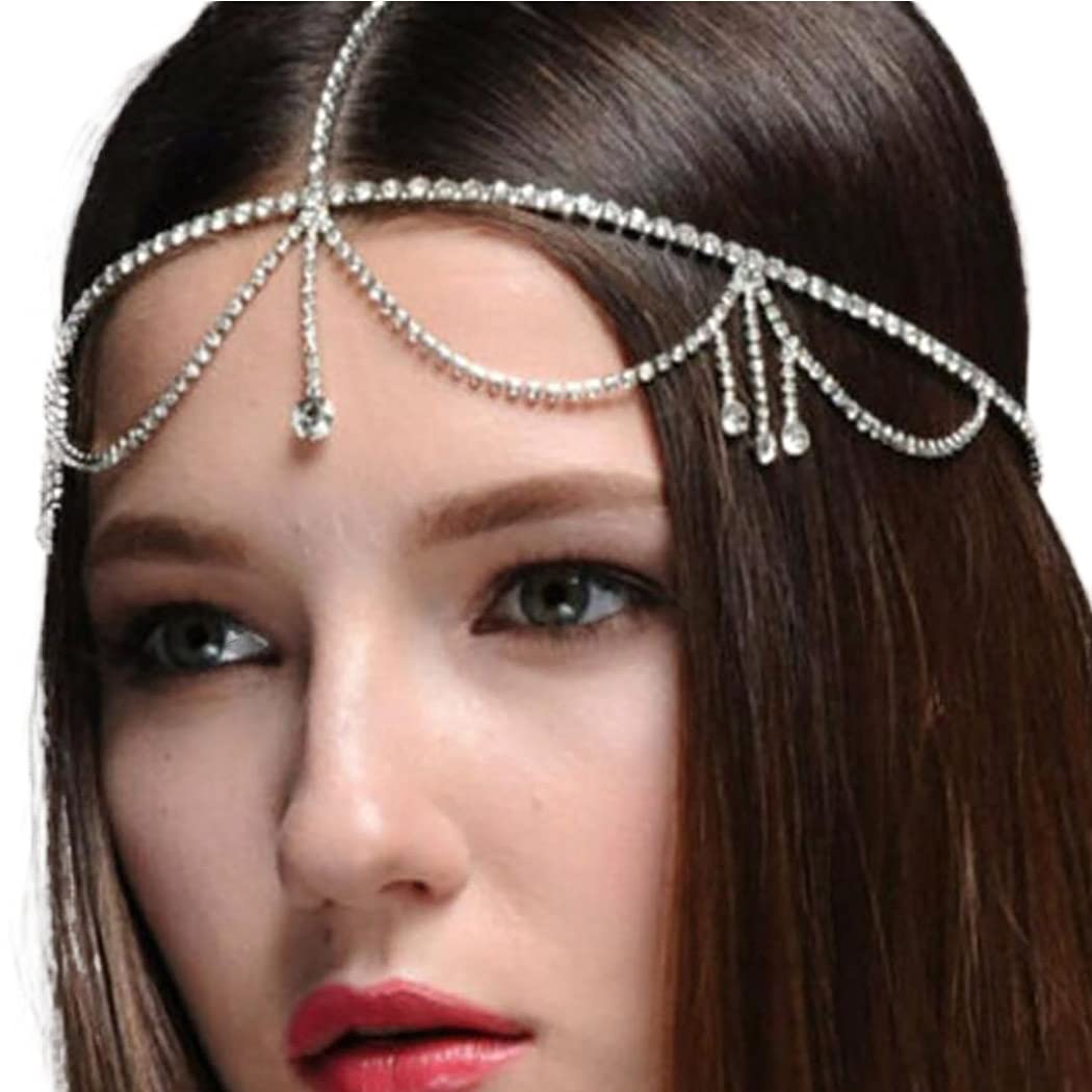 Crystal Bridal Head Chain Bride Headpiece Tassel Rhinestone Headband Hair  Piece Festival Wedding For Women