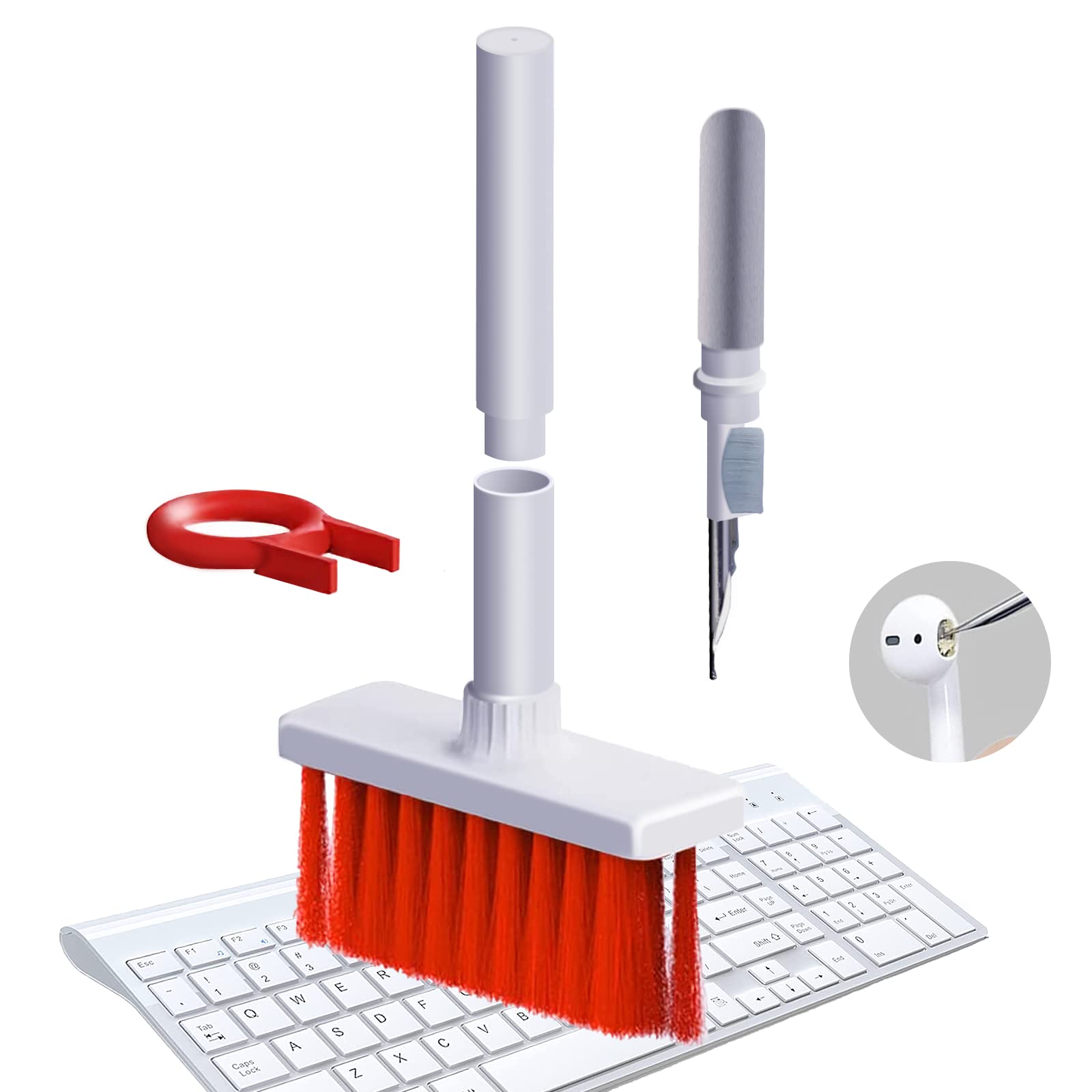Kit limpiador de auriculares para teclado de computadora portátil para  MacBook AirPods Pro, walrfid 5 en 1, herramienta de cepillo de limpieza de