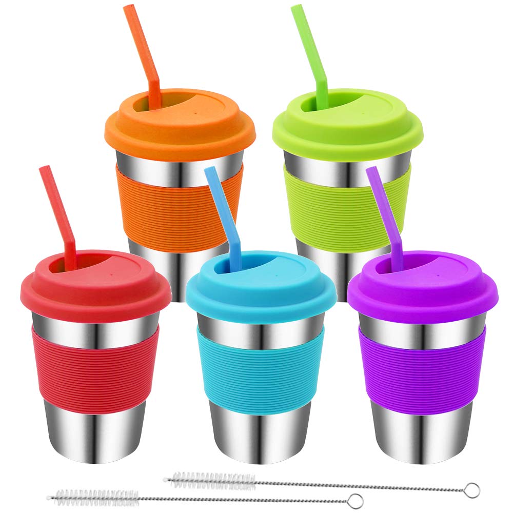 Rommeka Toddler Cups with Straws 18/8 Stainless Steel Children Smoothie  Drink