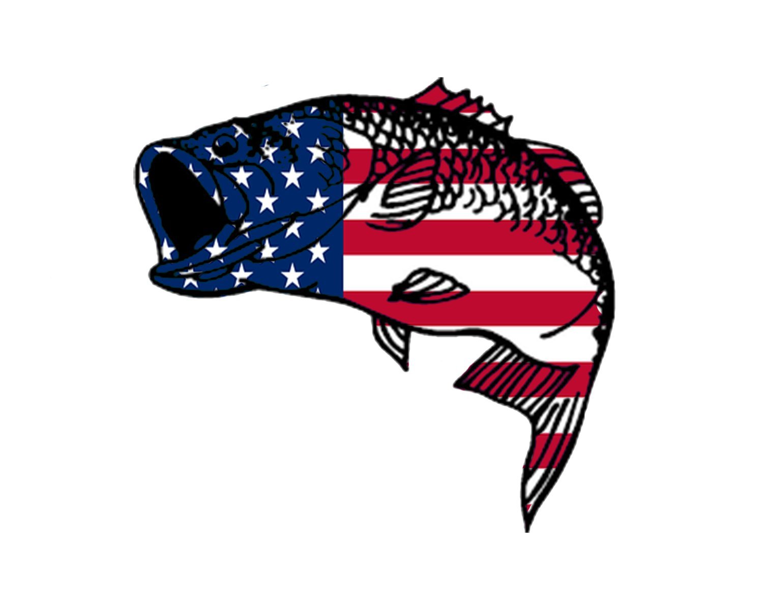 Rogue River Tactical Bass Fish USA Flag Sticker Decal Fishing