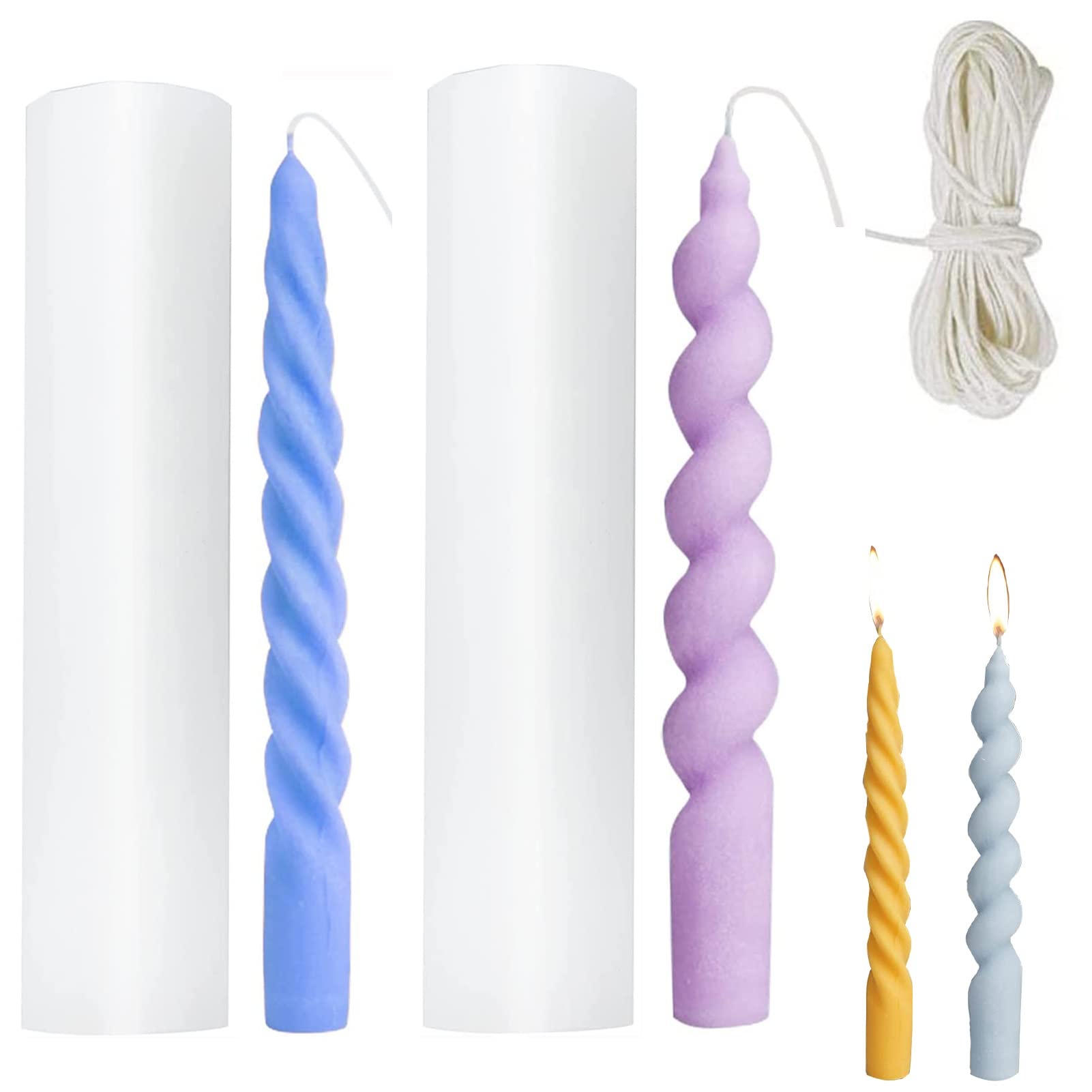 Hapeisy Spiral Taper Candle Mold, Taper Mold DIY, Silicone Candle Mold,  Candle Mold for Candle Making, Candle Mold Twist, Twisted Candlestick  Mold，for