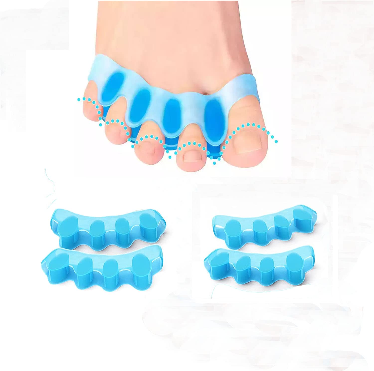 gwazi 2 Pairs Gel Toe Separators (Blue) Women Yoga Toes Bunion Corrector Toe  Straighteners for Big
