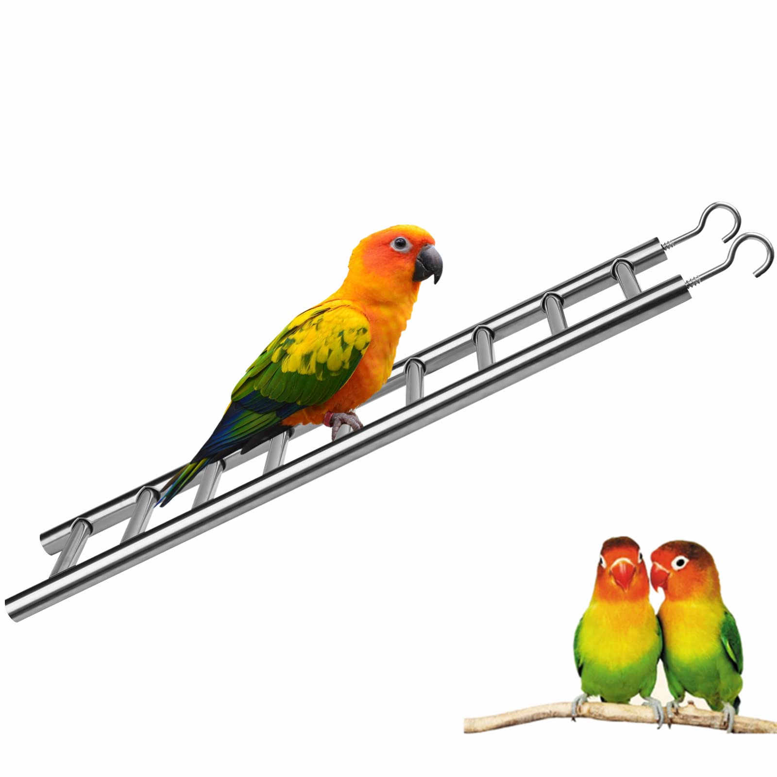 GEKMOR Parrot Ladder 9Step Stainless Steel Rustproof Metal Nonskid