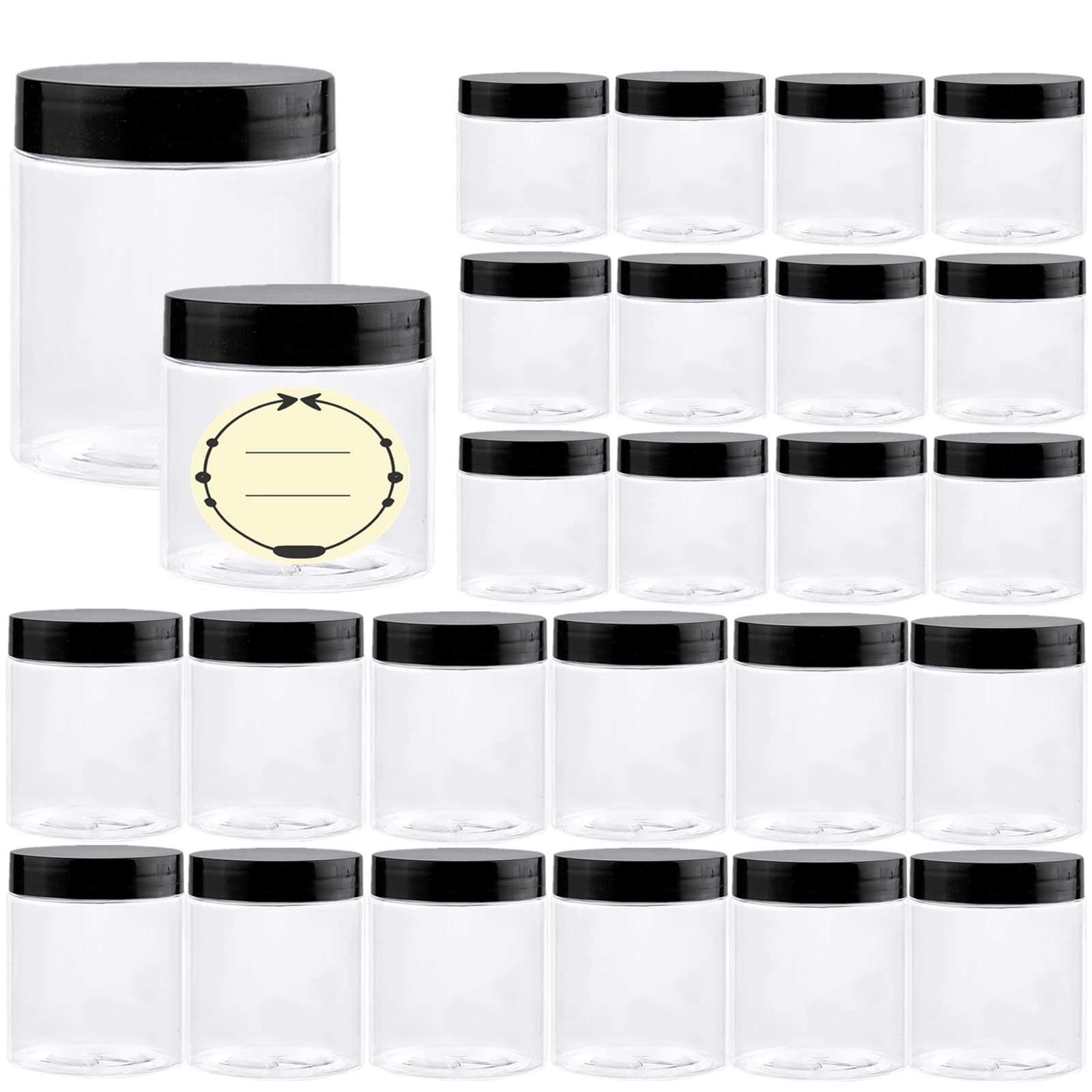 TUZAZO 8 oz Plastic Jars with Lids and Labels - Premium Refillable