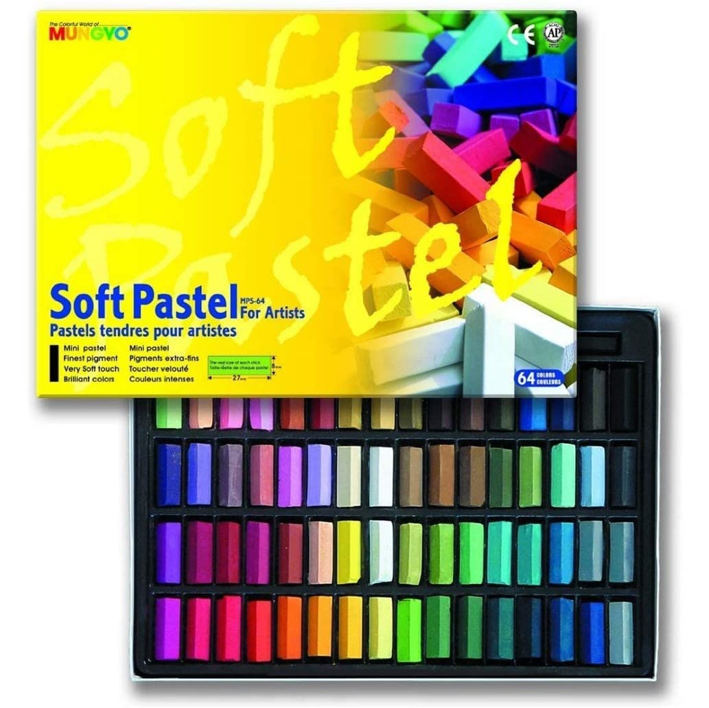 Mungyo Non Toxic Square Chalk, Soft Pastel, 64 Pack, Assorted
