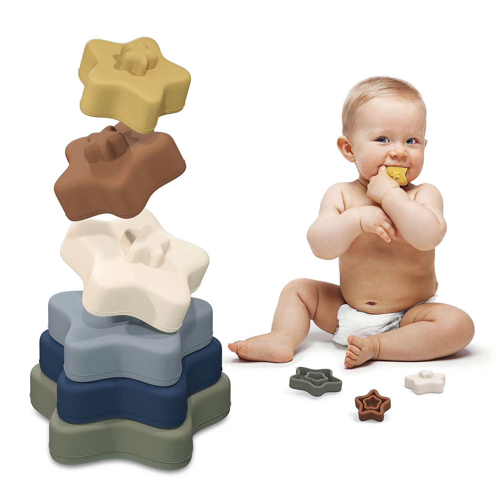 1Set Silicone Stacking Toys Building Block BPA Free Baby Silicone Teether  Soft Block Folding Educational Game Toys