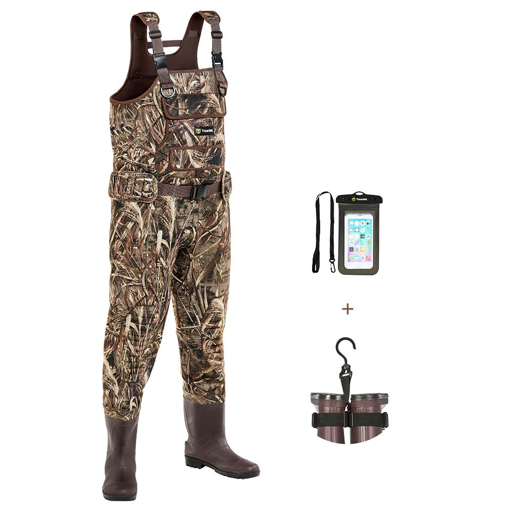 TIDEWE Chest Waders with Boots Hanger for Men, Realtree MAX5 Camo  Waterproof Fishing Bootfoot Waders for