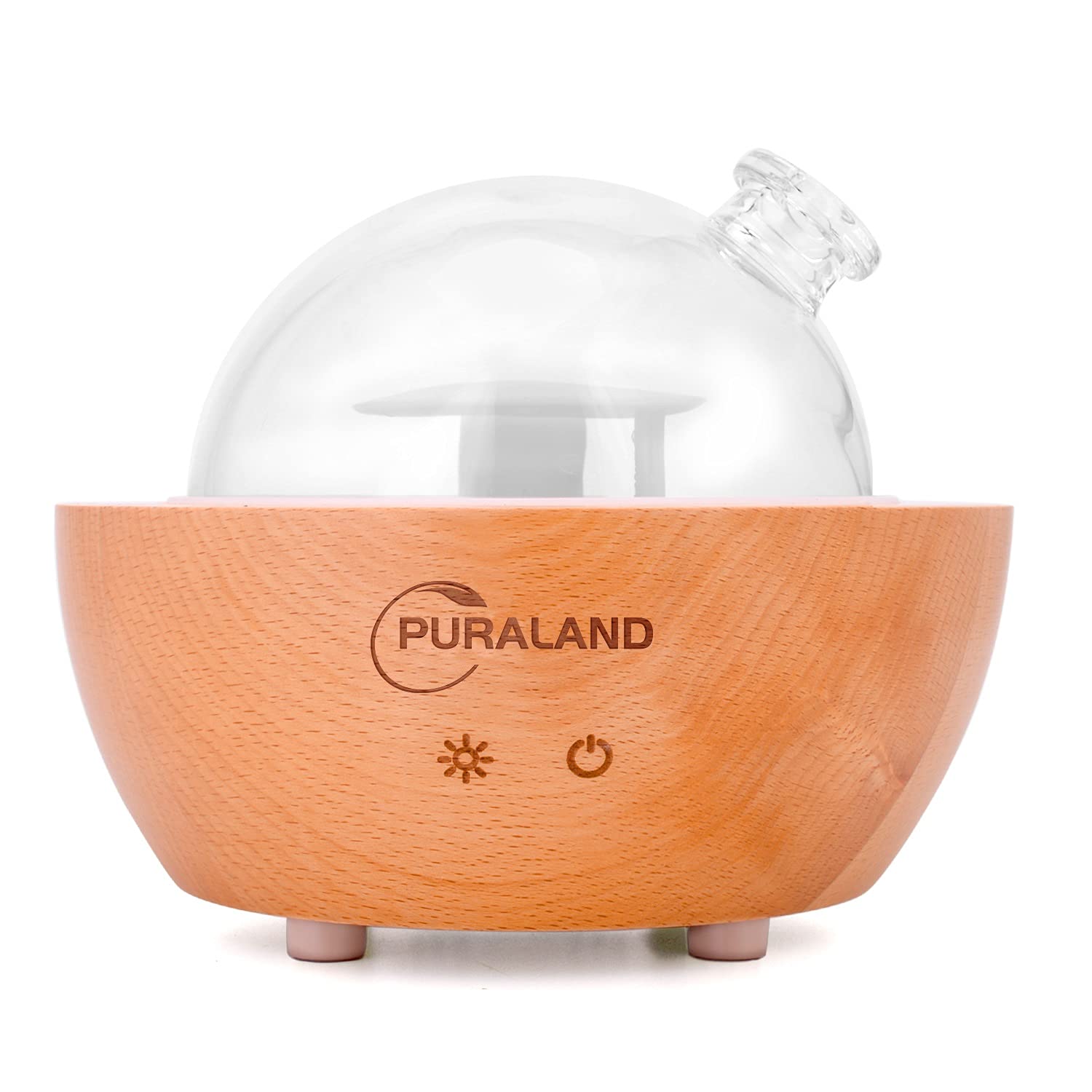 Glass Essential Oil Diffuser, The 2023 Upgraded Aromatherapy Diffuser,  Puraland 200ml Real Wood Base Aroma Humidifier, Cool Mist with 7 LED  Colors, Waterless Auto Shut-Off for Home Office Bedroom Gift