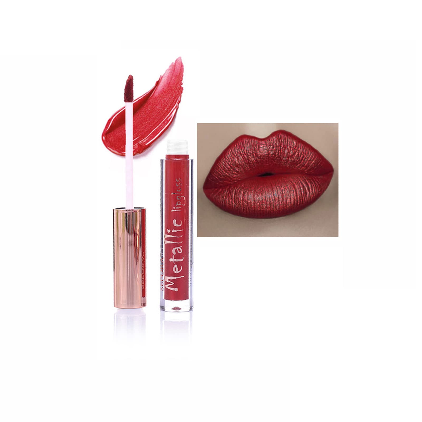 Matte Metallic Lip Gloss Long Lasting Waterproof Strong Pigmented Not Stick  Cup Diamond Shimmer Liquid Lipstick