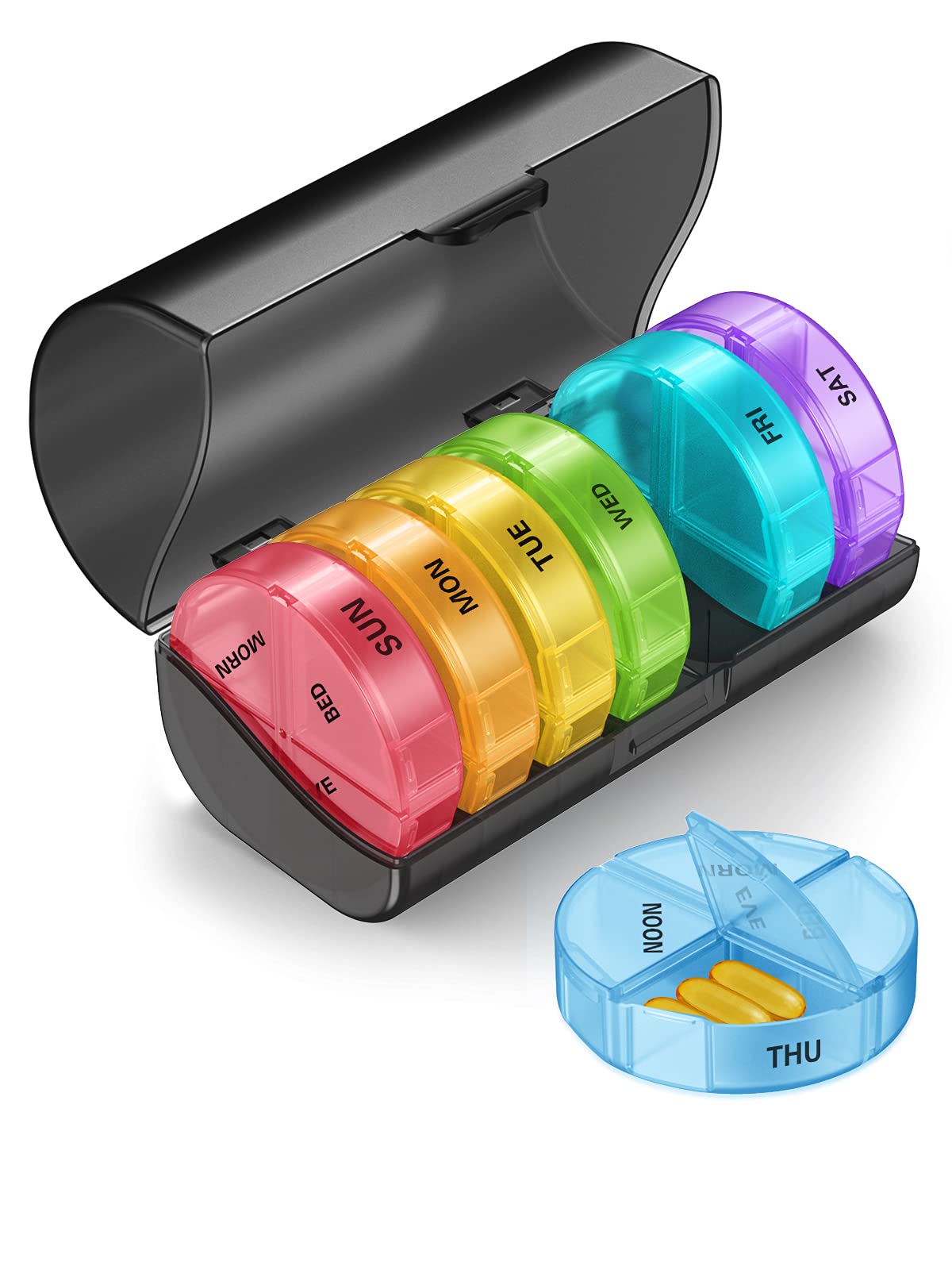 Weekly Pill Organizer 7 Day 2 Times A Day, Sukuos Large Daily Pill Cases  For Pills/vitamin/fish Oil/supplements