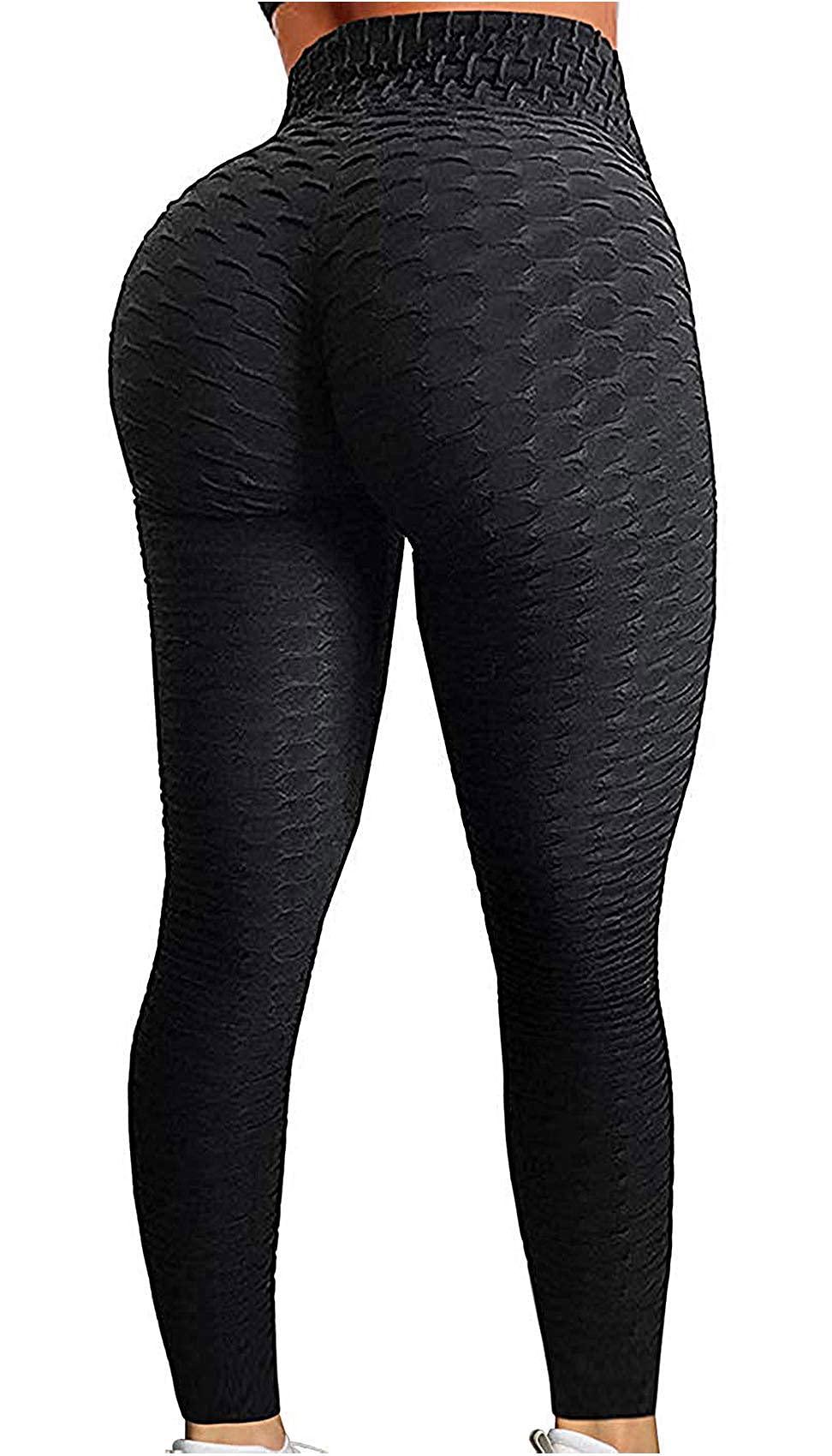 JGS1996 Women's High Waist Yoga Pants Tummy Control Slimming Booty Leggings  Workout Running Butt Lift Tights Large Black