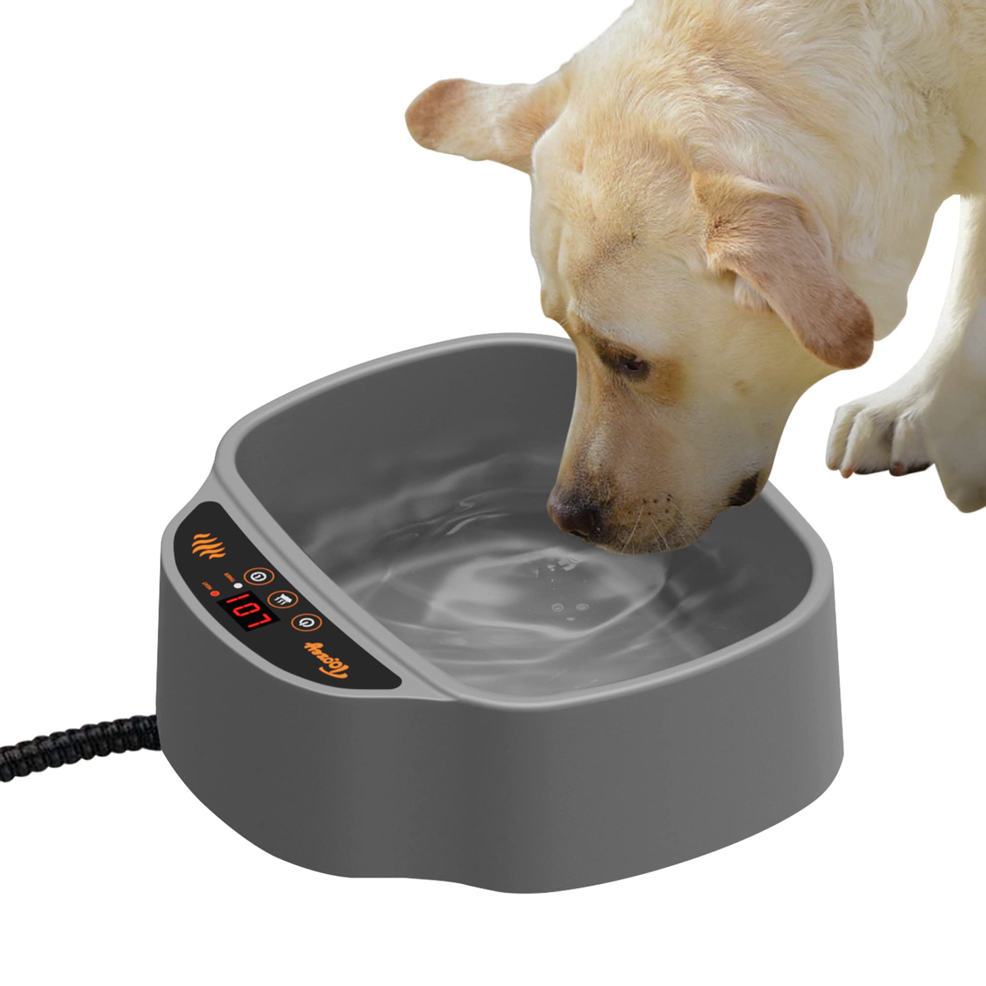 Toozey Heated Dog Bowl, 2 Adjustable Temperature Heated Water Bowl