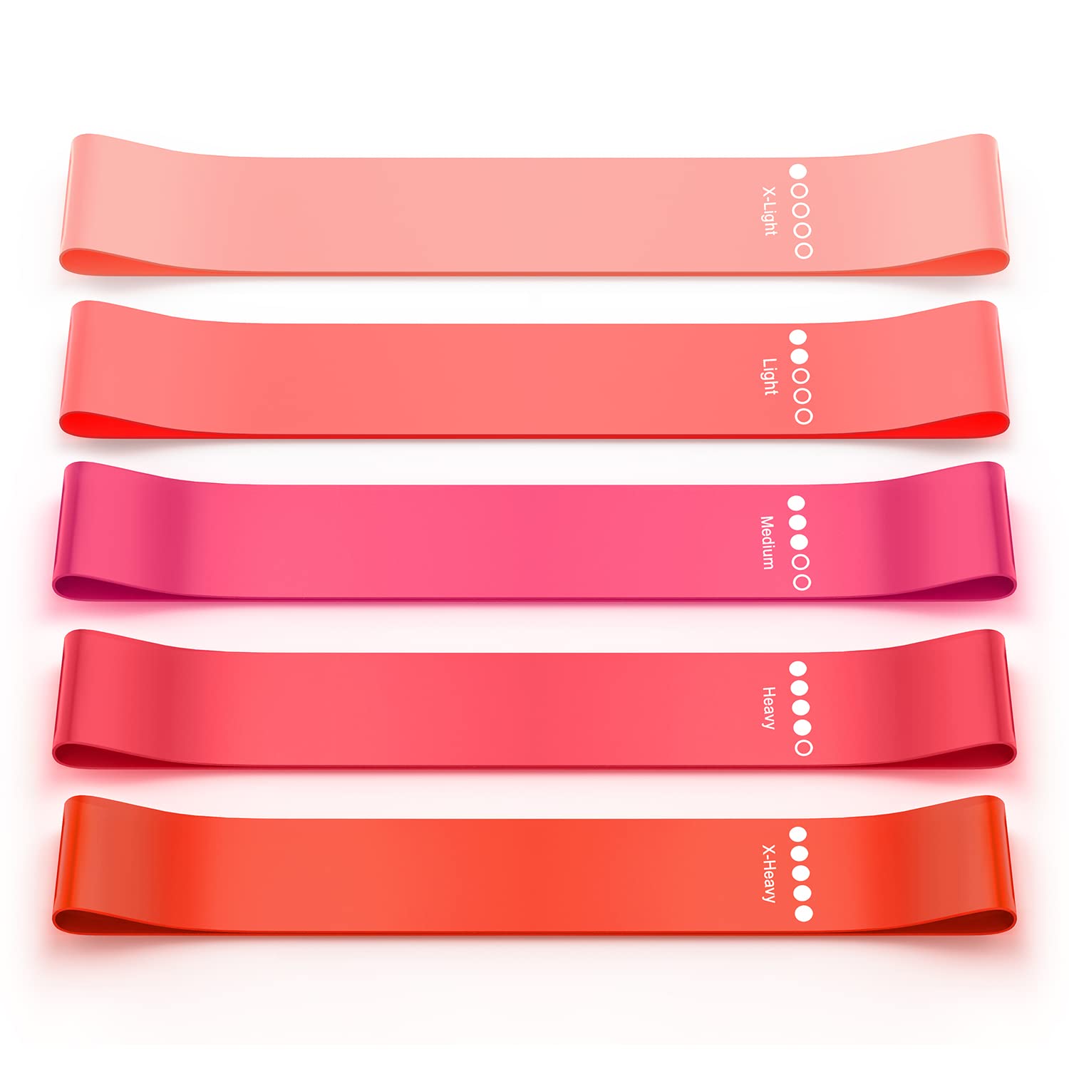 Resistance Bands, Exercise Workout Bands for Women and Men, 5 Set of Stretch  Bands for Booty Legs, Pilates Flexbands Pinks
