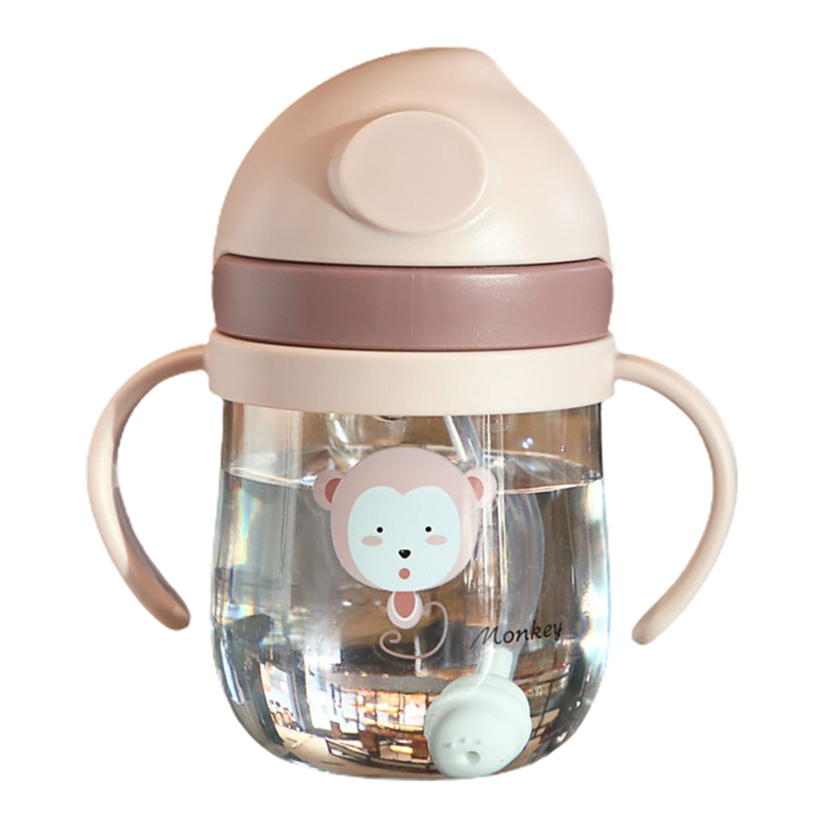 Baby Straw Cup Ergonomic Handle Leak-proof Cartoon Water Bottle