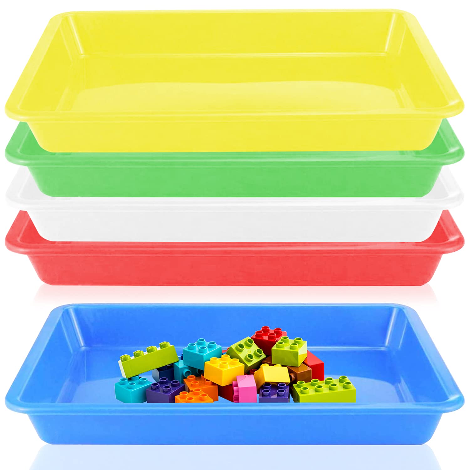 10 Pcs Multicolor Plastic Art Trays,Activity Plastic Tray,Arts and Crafts  Organizer Tray,Serving Tray for School Home Art and Crafts, DIY Projects