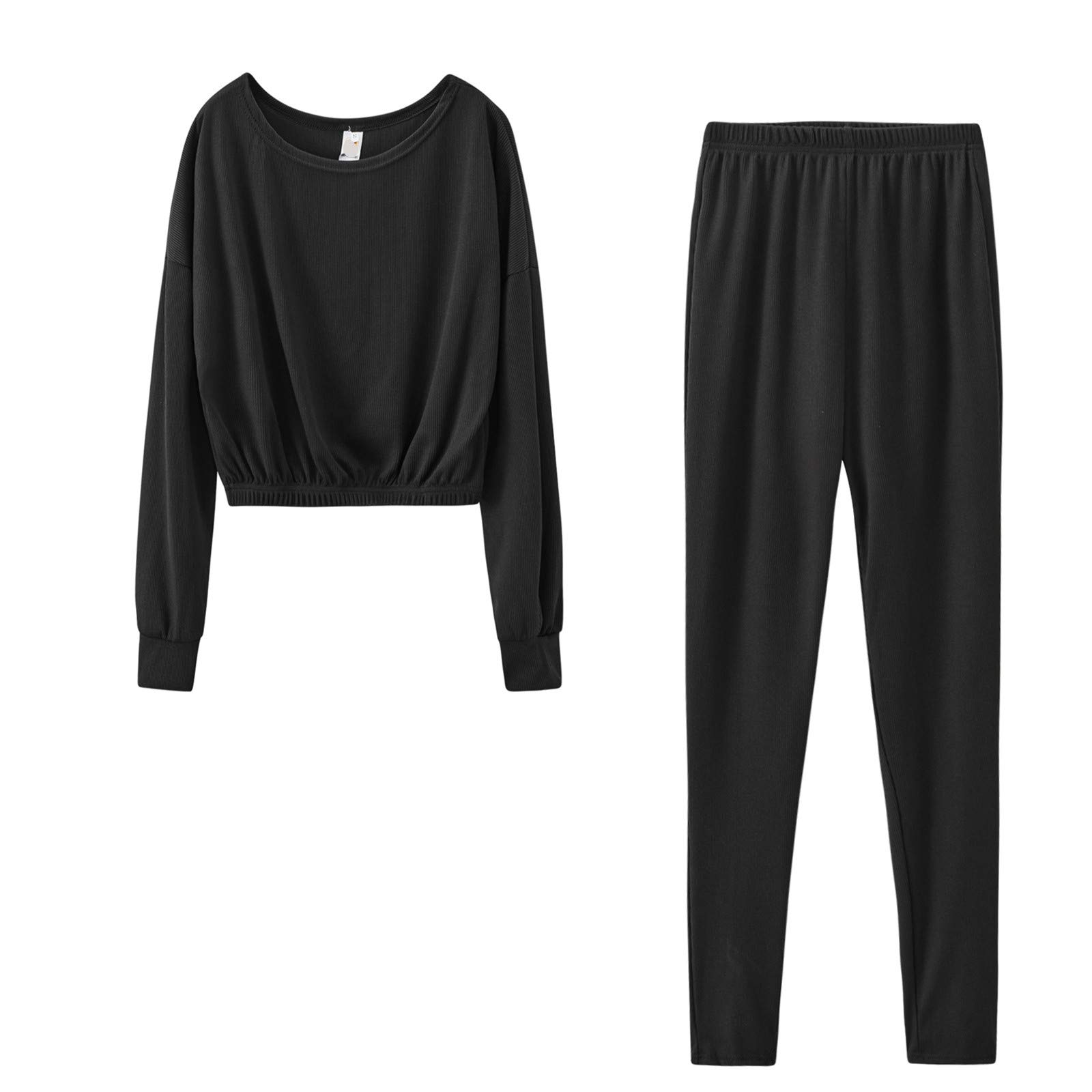 Women's Solid Sweatsuit Set 2 Piece Long Sleeve Pullover