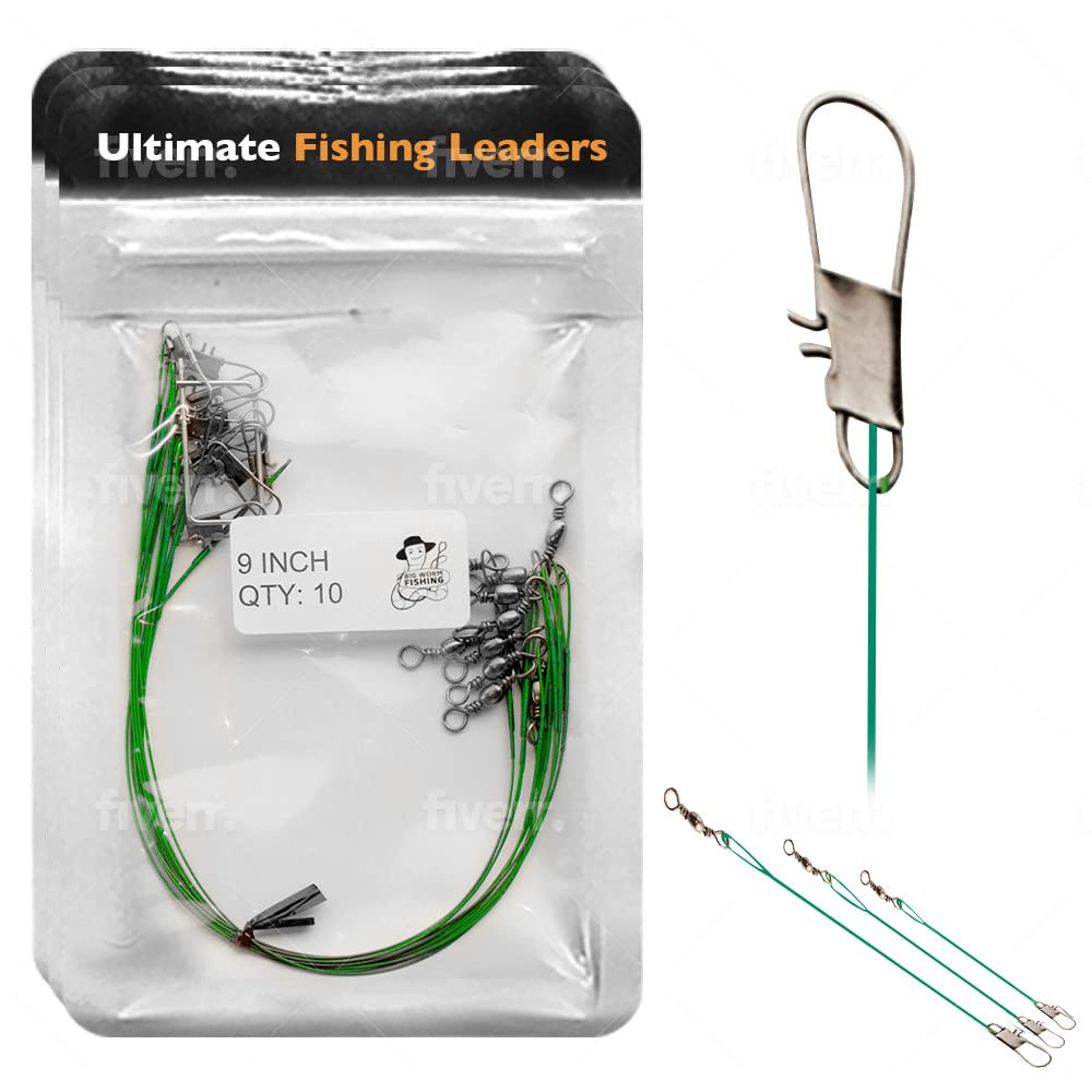  FREGITO Stainless Steel Fishing Leaders, Fishing Leader Line  with Swivels and Clips for Saltwater and Freshwater, 31LB Per Piece, 6,  7, 9, 10, 12 : Sports & Outdoors