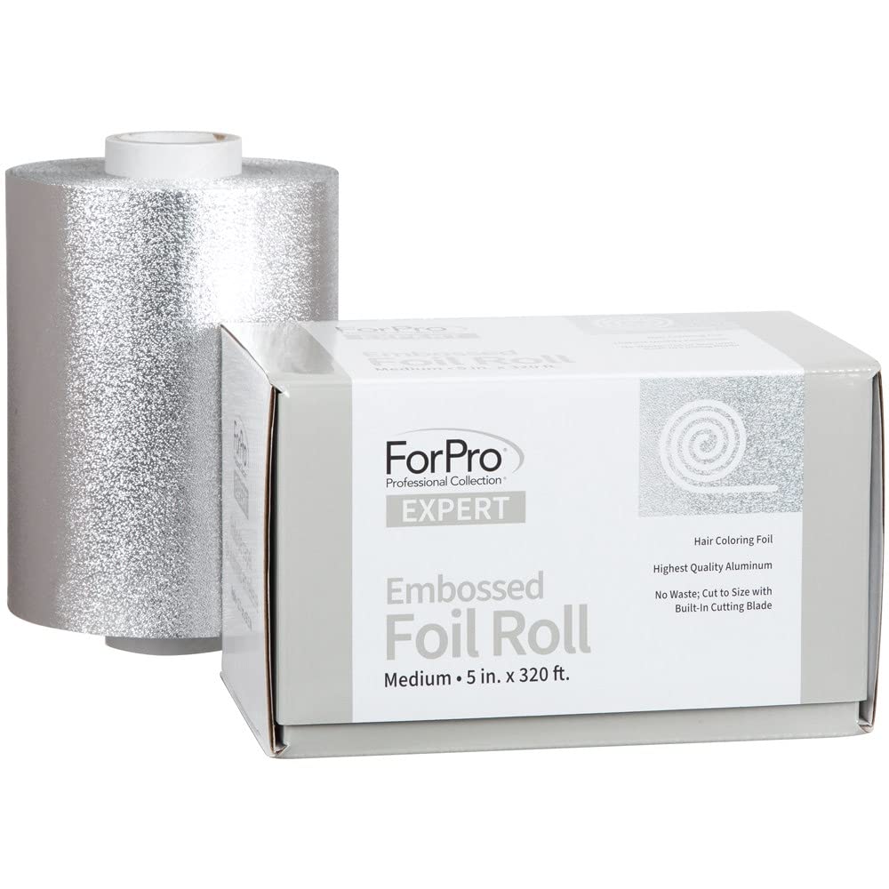  Frizo Pro - Embossed Hair Foils for Highlighting, Aluminium  Foil Rolls, Quality Foil Aluminum Roll for Coloring Hair, Cut Foil Sheets  To Your Own Desired Length (365 ft max), Medium-Silver