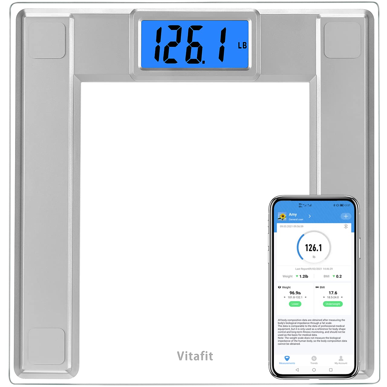  Scale for Body Weight, Bveiugn Digital Bathroom Smart