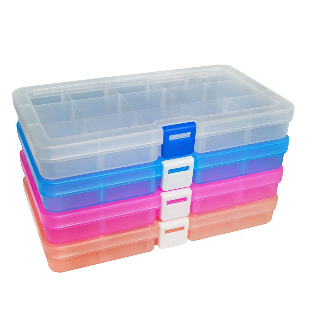 5 Set Plastic Bead Containers, Flip Top Bead Storage, Removable, 8  Compartments, Rectangle, DeepSky Blue, 20x9x4.5cm, Compartments: about  4.2x3.5cm