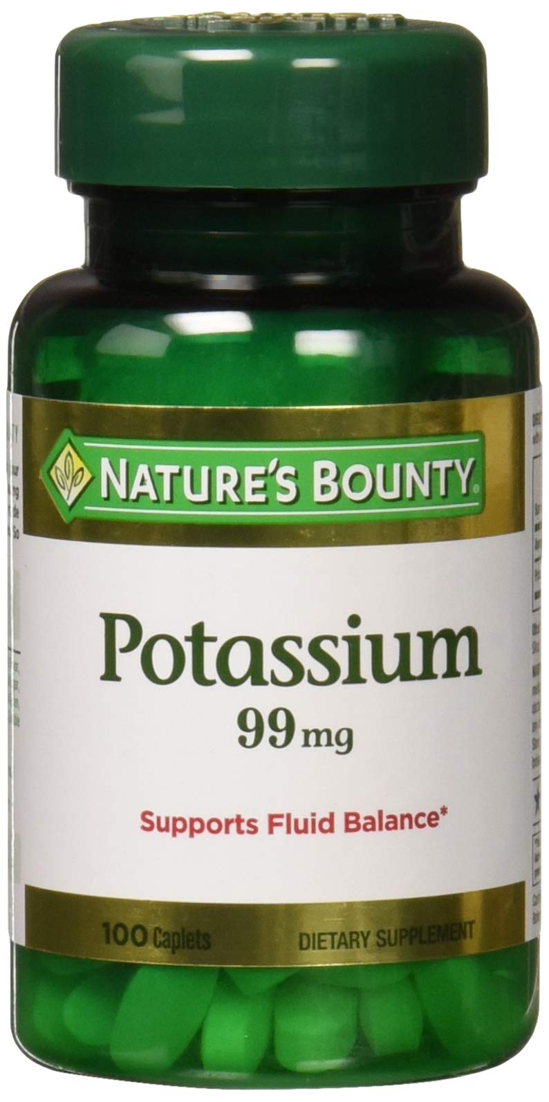 Nature's Bounty Potassium Gluconate 99mg 100 Caplets (Pack of 3)