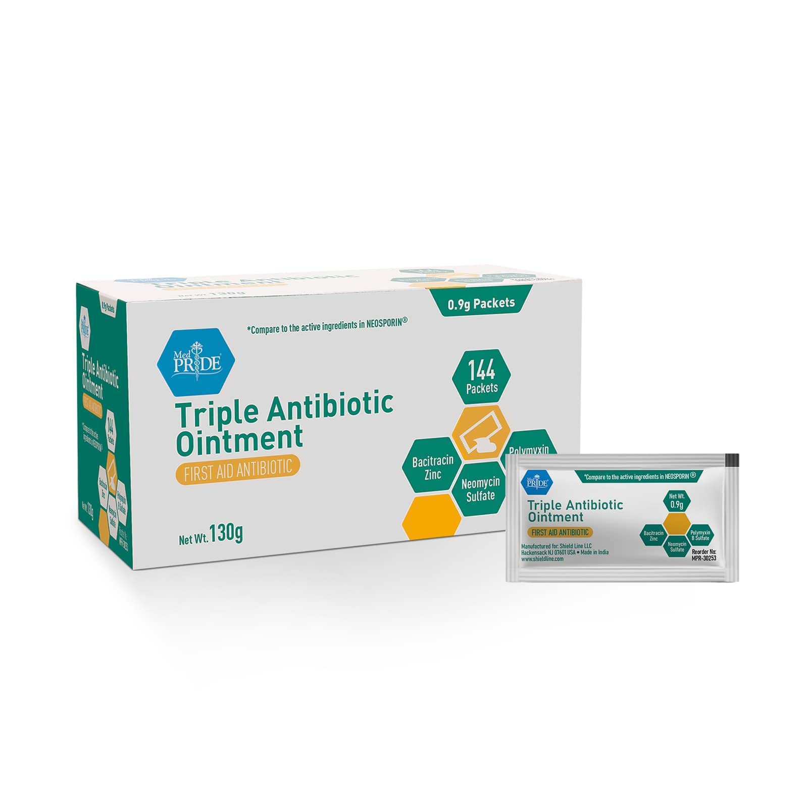 MED PRIDE Triple Antibiotic Ointment 144 Packets x 0.9g Each First Aid Antibiotic Cream with