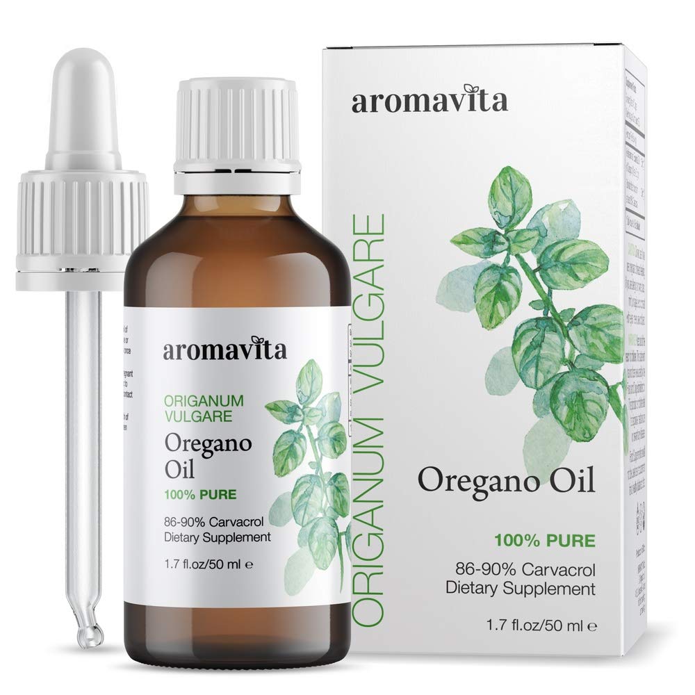 Aromavita Essential Oil of Oregano - 100% Pure Undiluted, Non GMO, Extra  Strength Organic Greek Oregano Oil - Over 86% Carvacrol Oregano Extract  Liquid Nutritional Supplement ( /50ML)  Fl Oz (Pack of 1)