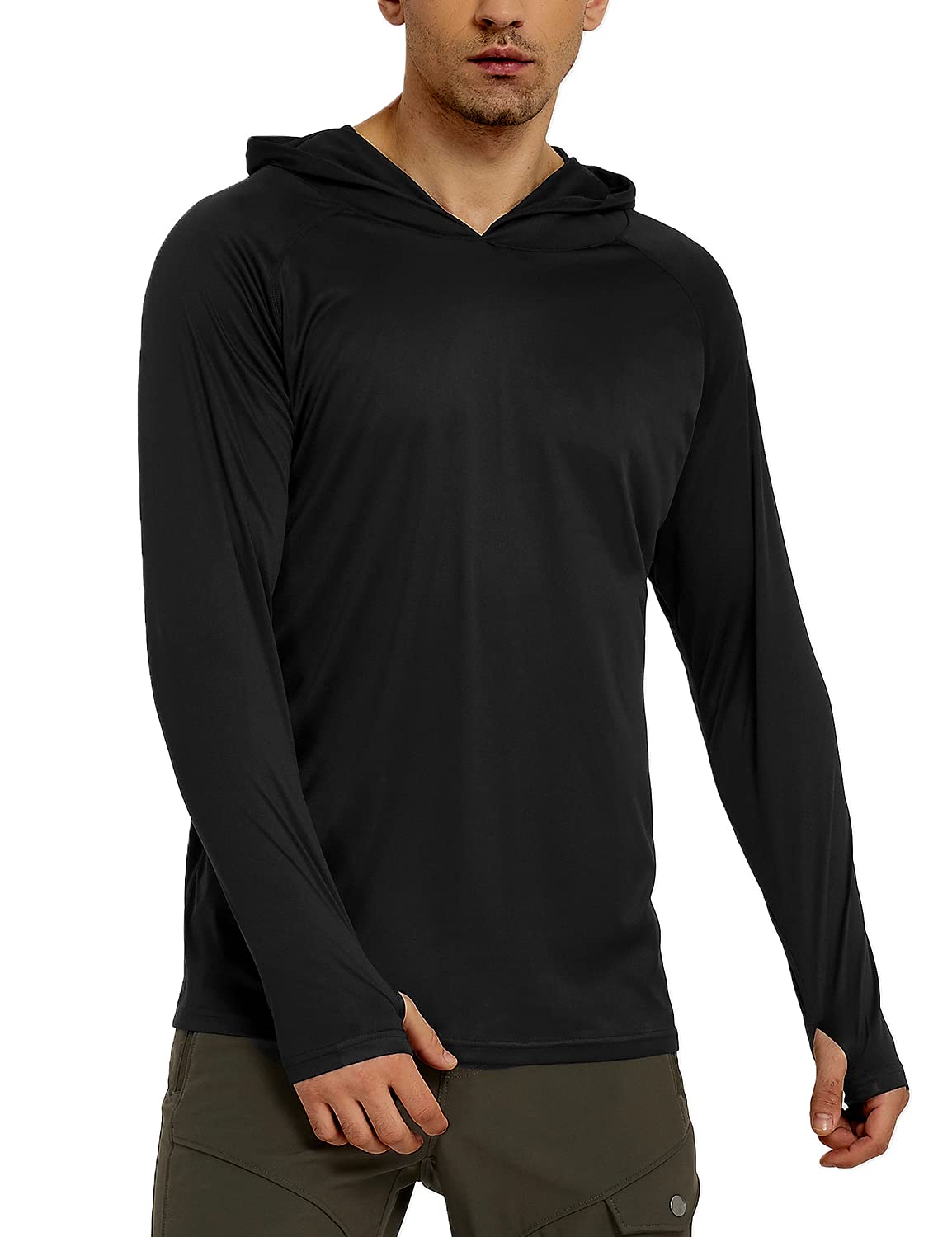 UPF50+ Mens Outdoor Fishing Hoodie Sun Block Skin Protection Long Sleeve  T-Shirt 