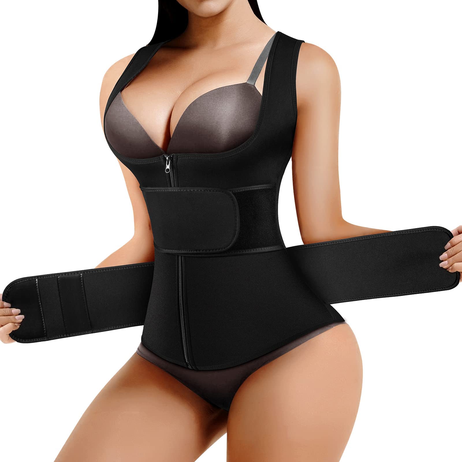 Sauna Sweat Vest Waist Trainer for Women Sauna Suit Weight Loss Workout Top  Waist Trimmer 2 in 1 Neoprene Workout 3X-Large Black2