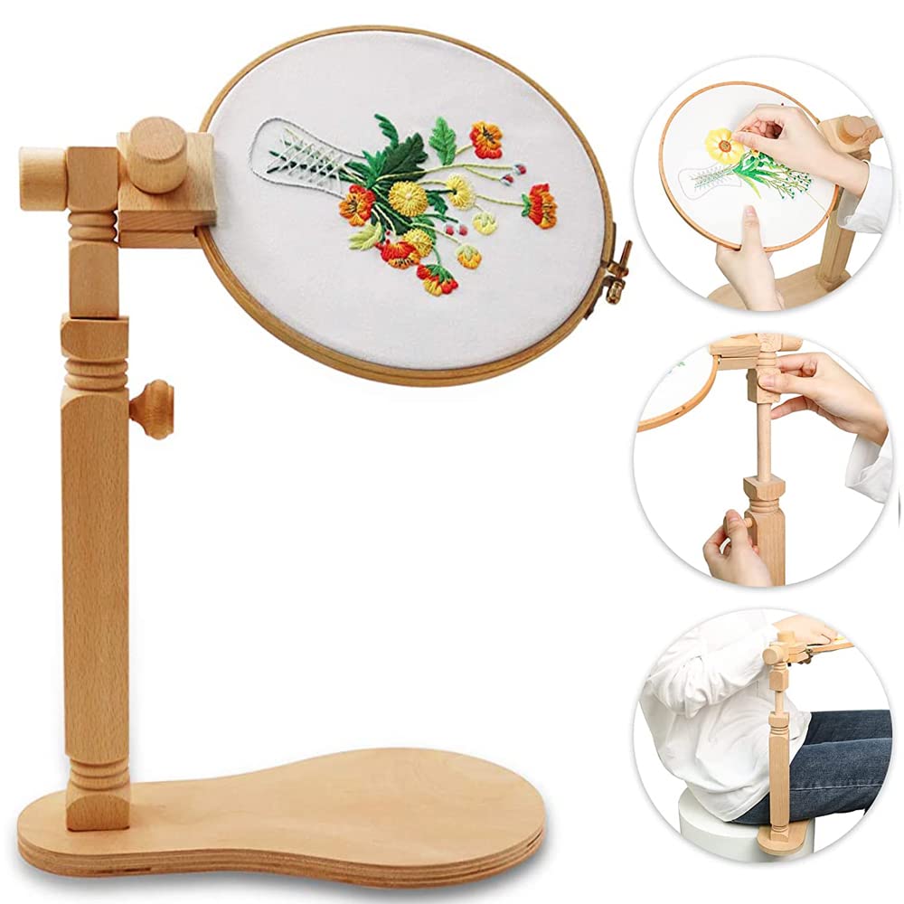 Qwork qwork embroidery stands, beech wood embroidery hoop stand