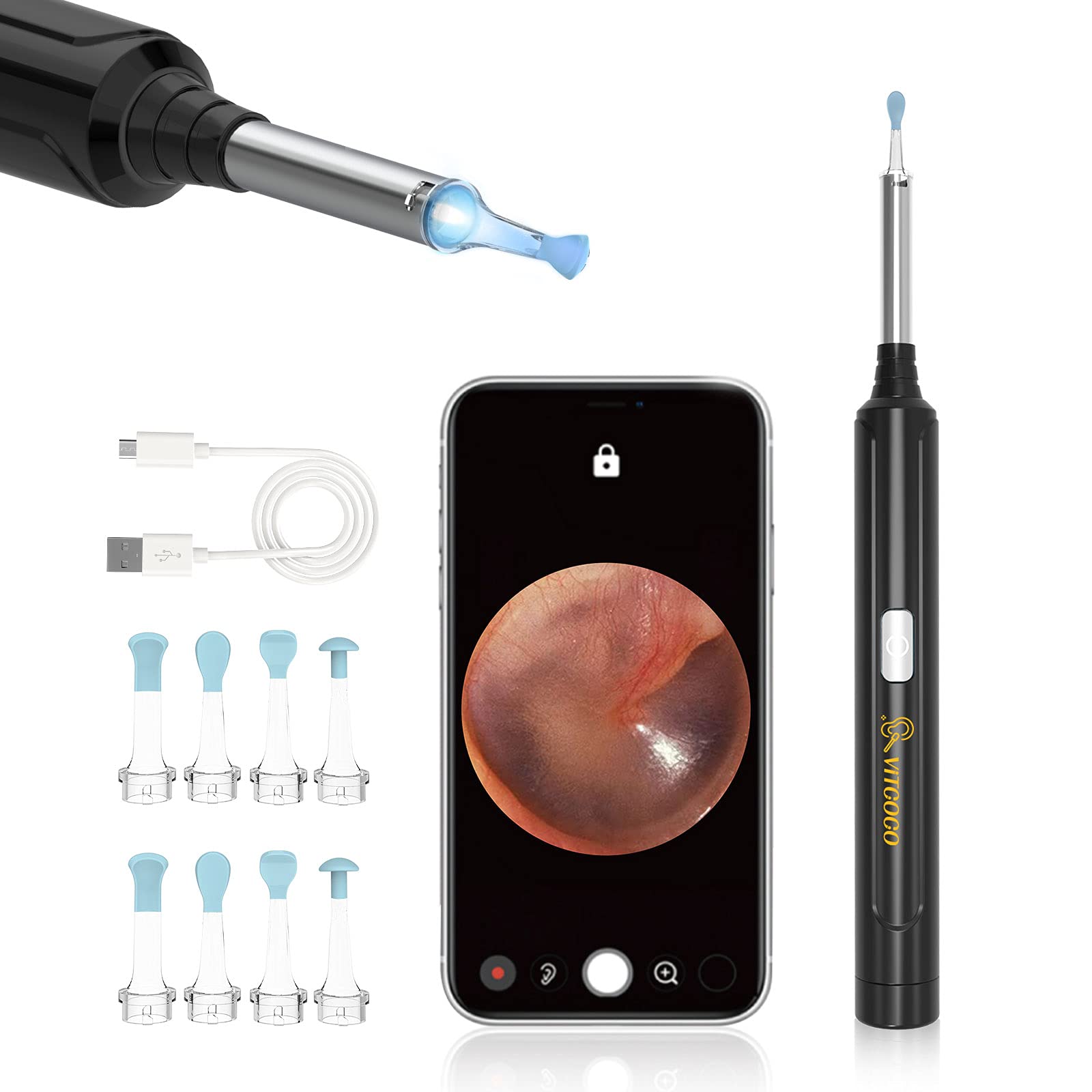 Ear Wax Removal Endoscope Otoscope, Earwax Remover Tools, Ear Wax Picker,  with 1080P FHD Camera, 6 Led Lights, Wireless Connected, Compatible with