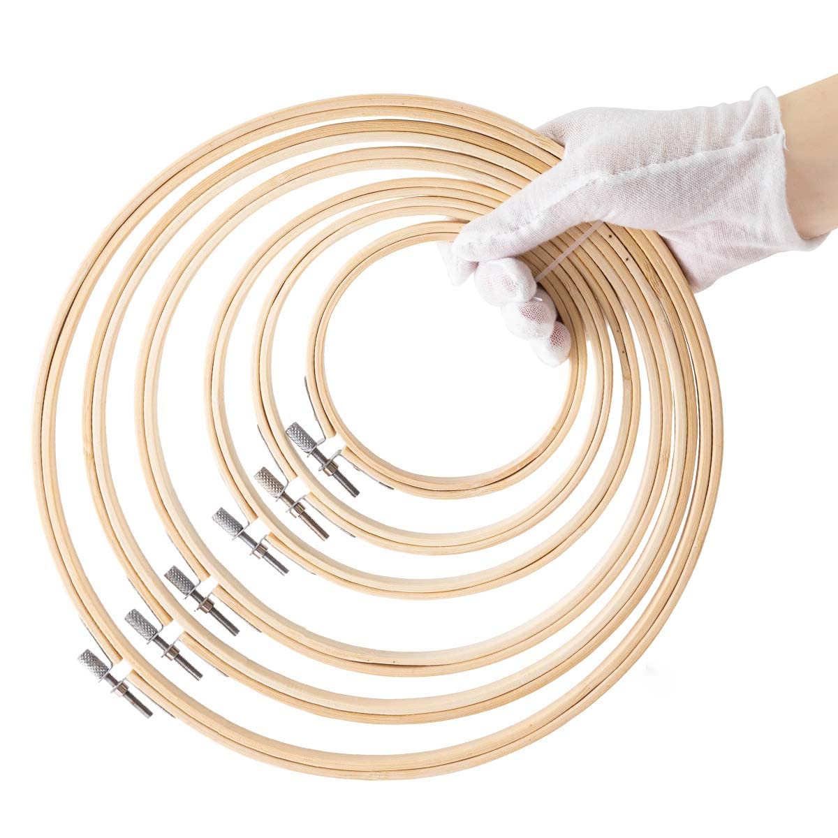 Matchne Embroidery Hoop 6PCS 4Inch to 10Inch Easily Loosen/Tighten Cross  Stitch Supplies & Needlework Supplies Bamboo Wooden Hoops for Crafts 1 Pack  (Total 6pcs)