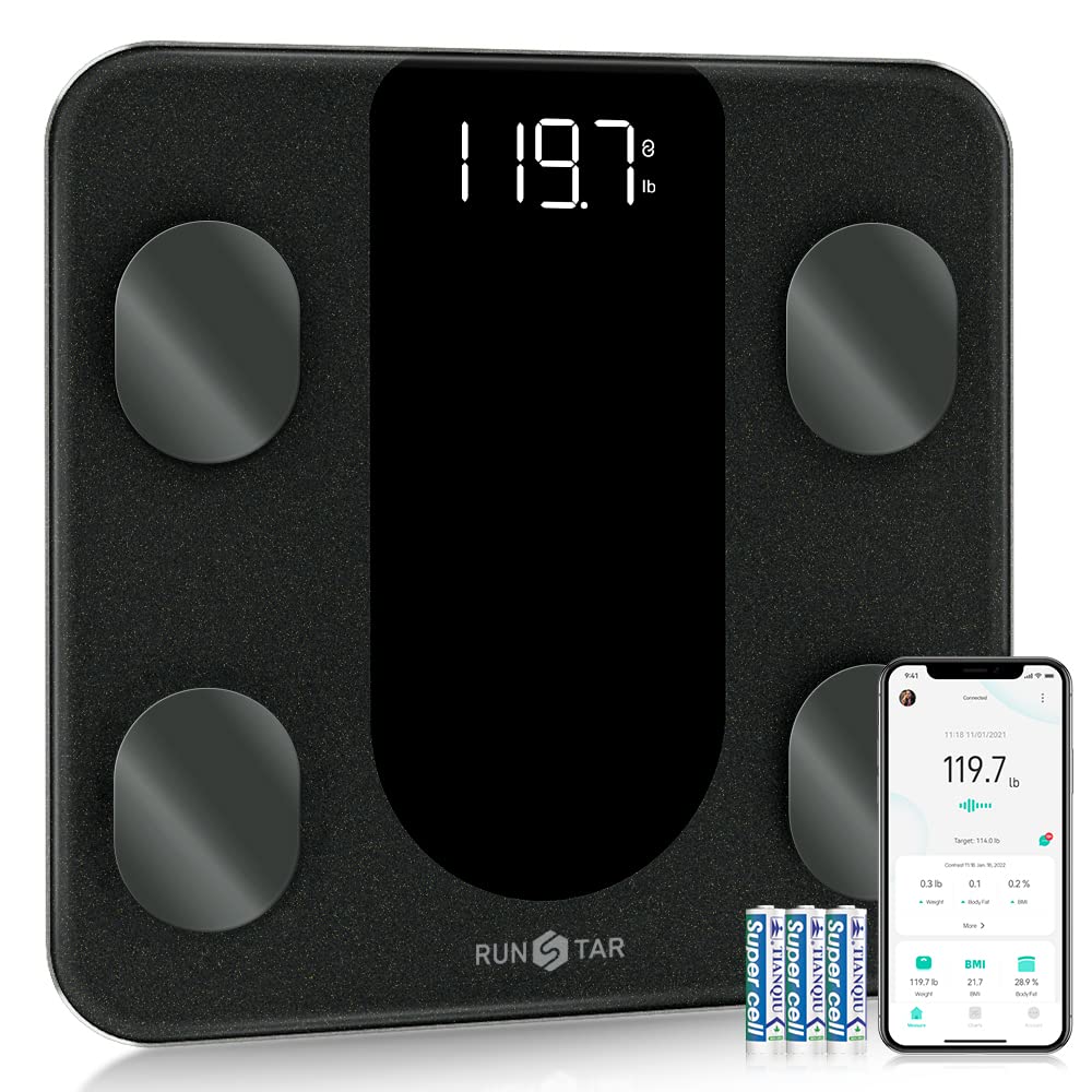 RunSTAR Smart Scale for Body Weight, Digital Bathroom Scale BMI Weighing Body  Fat Scale, Body Composition Monitor Health Analyzer with Smartphone App,  400 lbs - Black