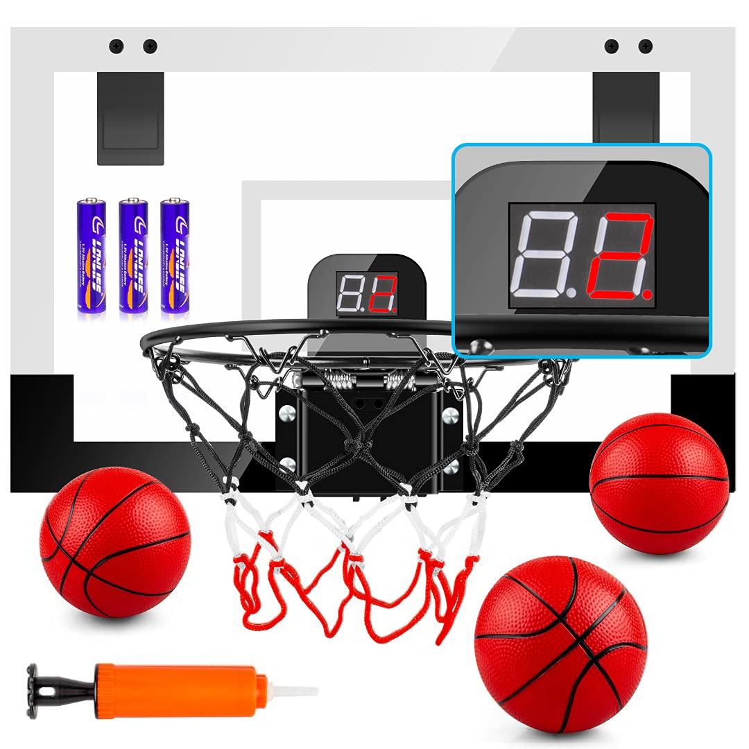 Basketball Hoop Indoor for Kids, Over The Door Basketball Hoop, Mini  Basketball Hoop with Electronic Scoreboard & 3 Balls, Basketball Toy for  Kids