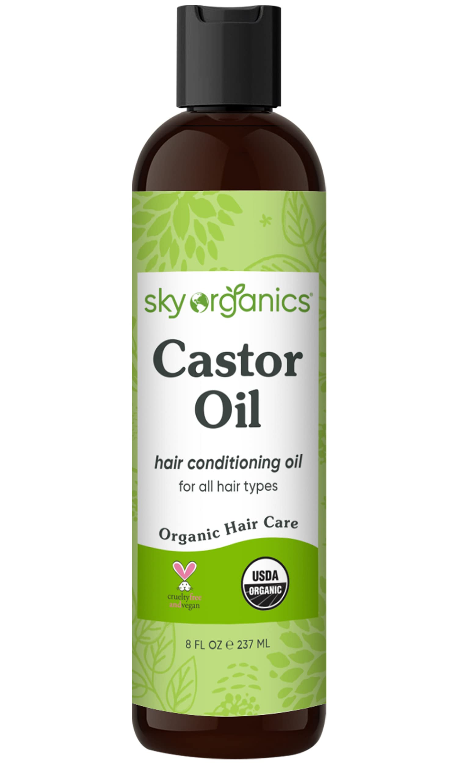 Sky Organics Organic Castor Oil Eyelash Serum for Lashes & Brows, 100% Pure & Cold-Pressed USDA Certified Organic to Strengthen, Moisturize & Conditio