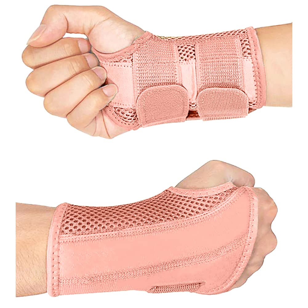 Wrist Brace for Carpal Tunnel Night Wrist Sleep Support Splint with  Compression Sleeve Adjustable Straps for Pain Relief Arthritis Tendonitis  Fitness (Right Hand-Pink S/M (Pack of 1)) Pink S/M-Right Hand (Pack of