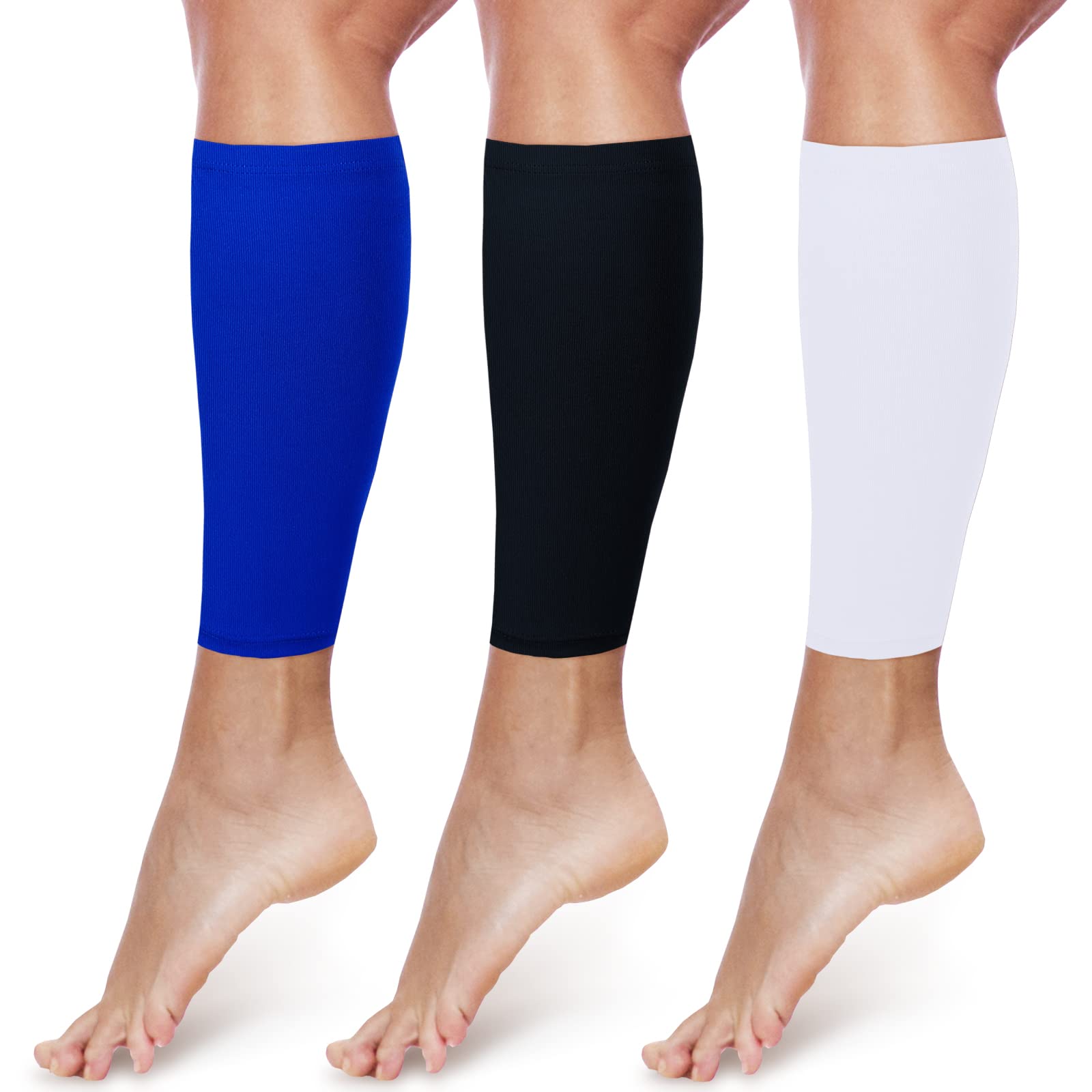 WLLHYF Calf Compression Sleeves Polyester Leg Compression Sock Calf Leg Shin  Support Relieve Prevents Pain Calf Sleeve for Men And Women Running  Basketball Football, Black/White/Blue, One Size : : Clothing,  Shoes 