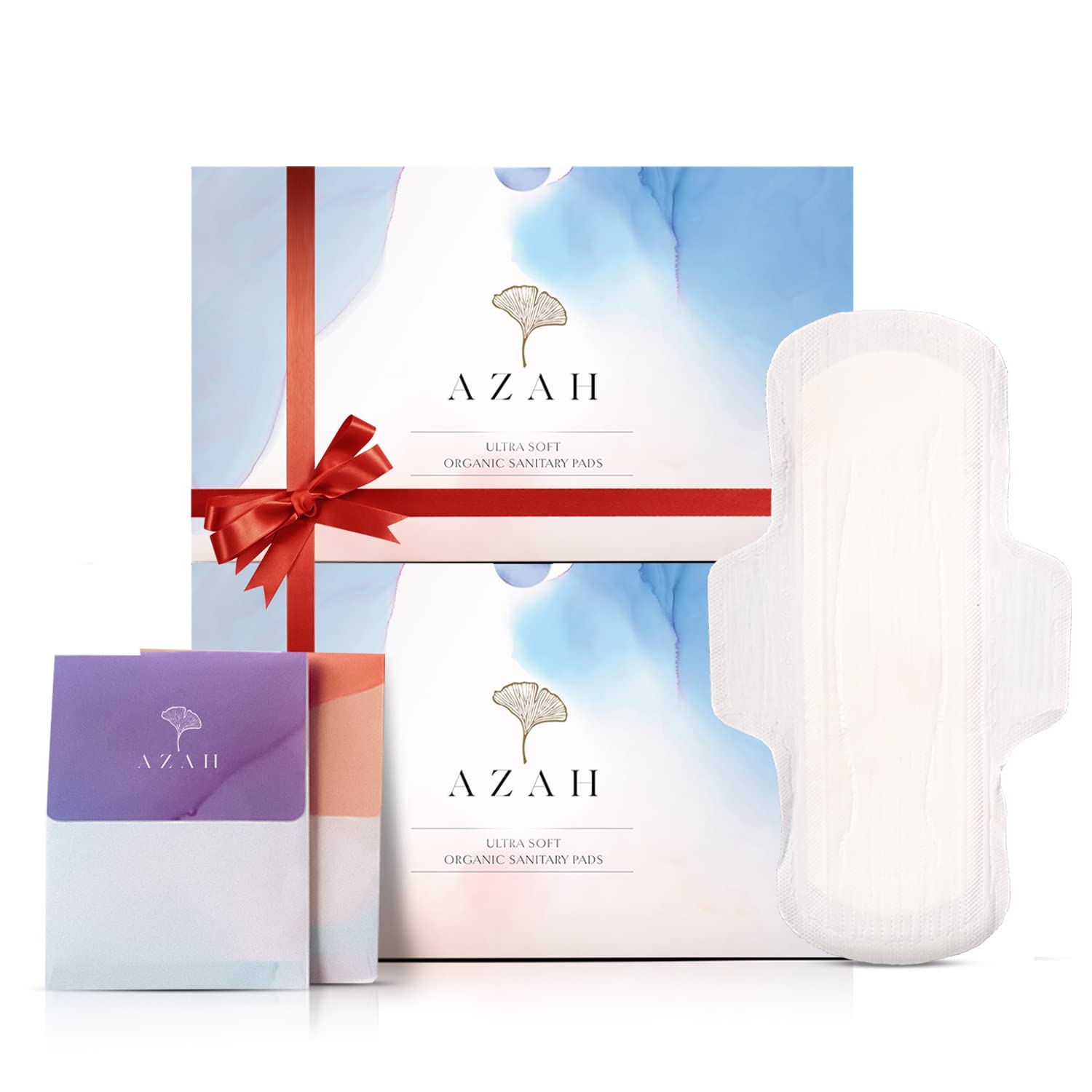 Azah Rash-Free Organic Sanitary Pads - All Regular, With Disposable Bags,  15 pcs