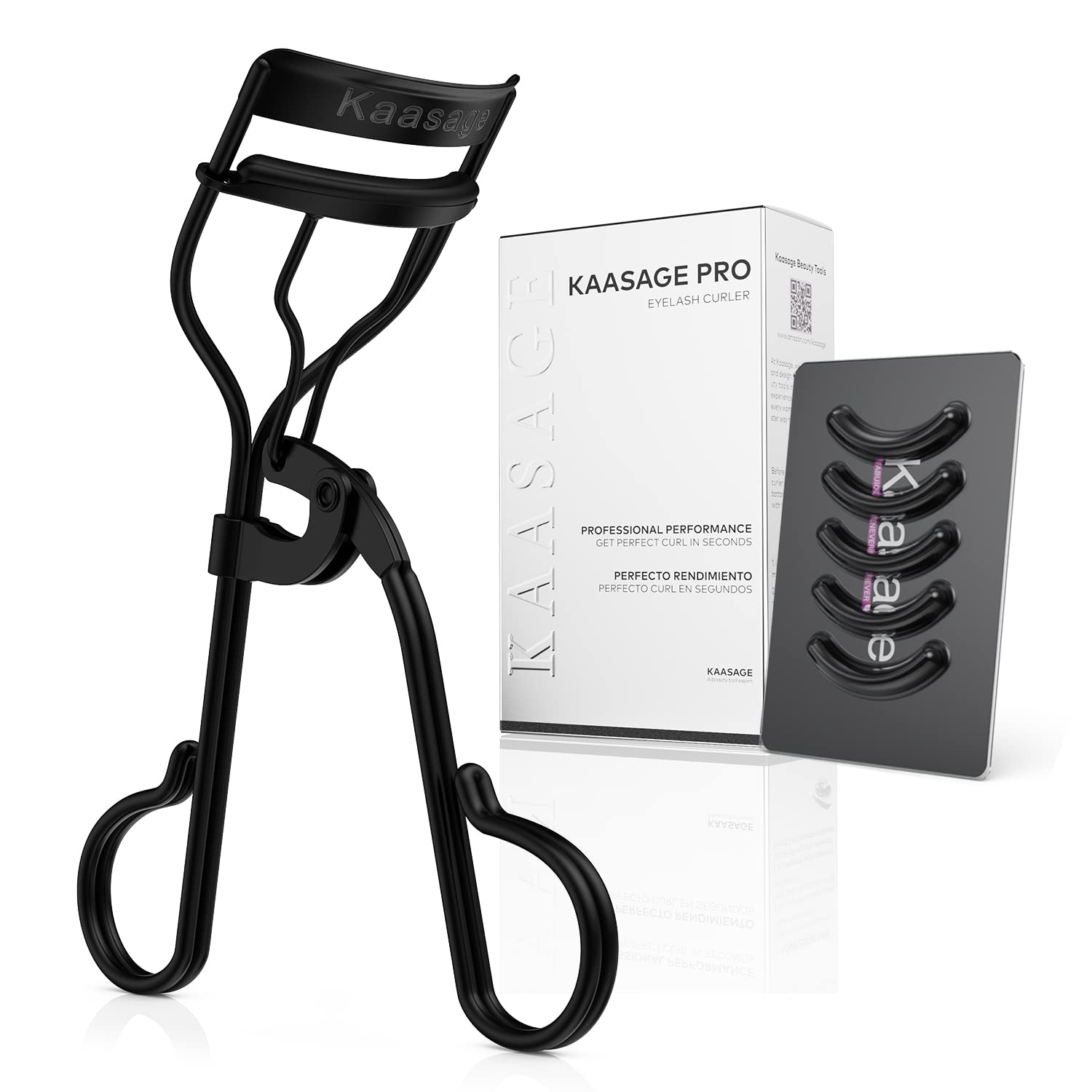 Kaasage Eyelash Curler for Women - Black Professional Lash Curler with  Refill Silicone Pads. Easy to Curl Open-Eye Eyelashes Naturally in Seconds  with No Pinching, No Pulling and Last Long