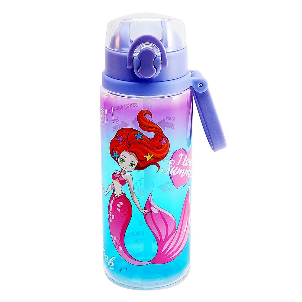 Cute Water Bottle with Straw for Kids Girls Boys BPA Free Tritan & Pretty  Foil Print & Leak Proof One Click Open Flip Top & Soft Silicone Sipper &  Easy Clean 