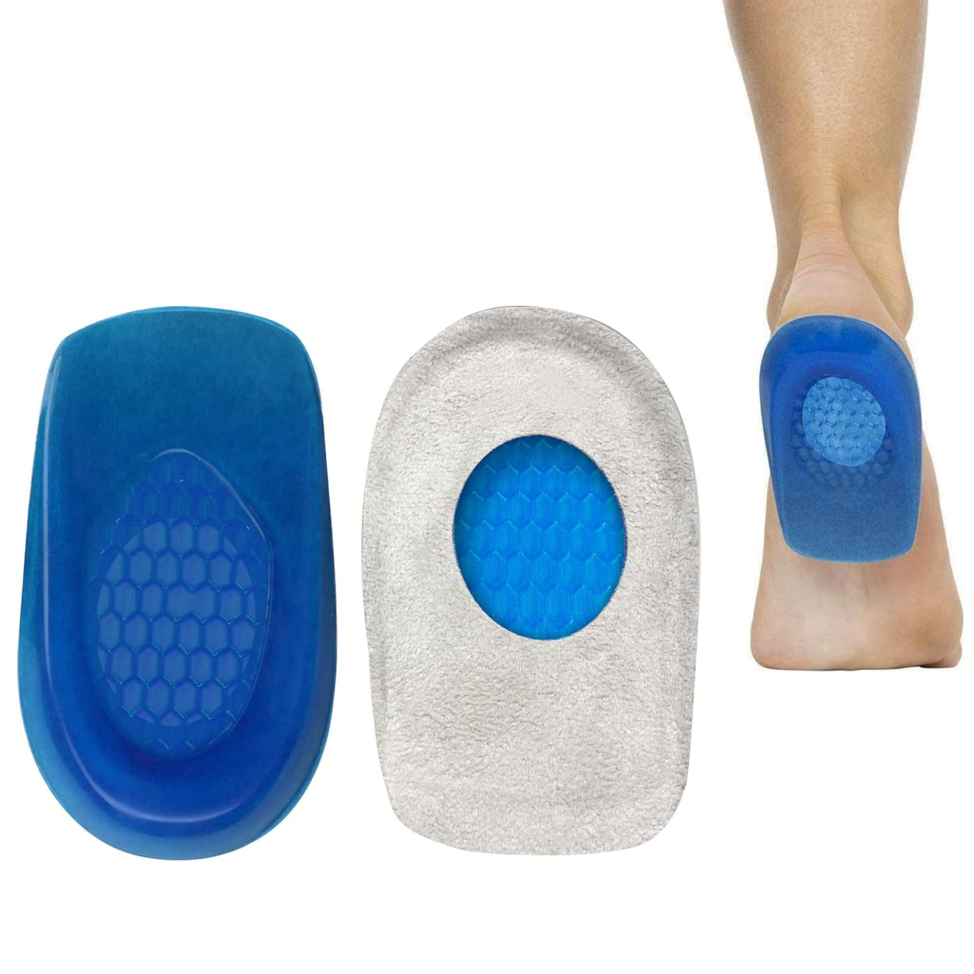 Plantar Fasciitis Silicone Gel Heel Cups and Cushioned Shoe Inserts 